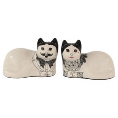 Two British Pop-Art Porcelain Cats by Toni Davidson & Alan P. Smith