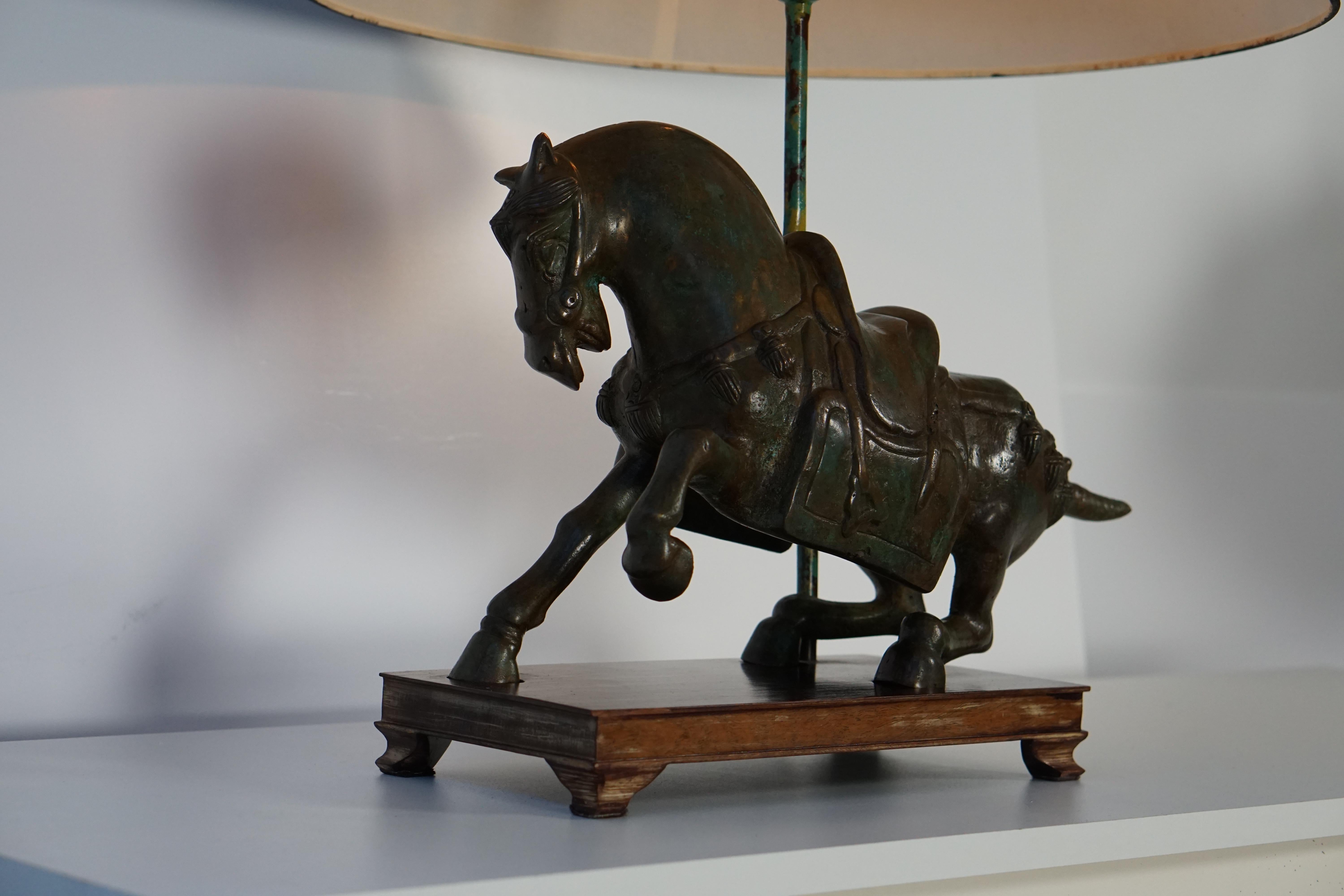 Two Bronze Horses Mounted as Lamps 4