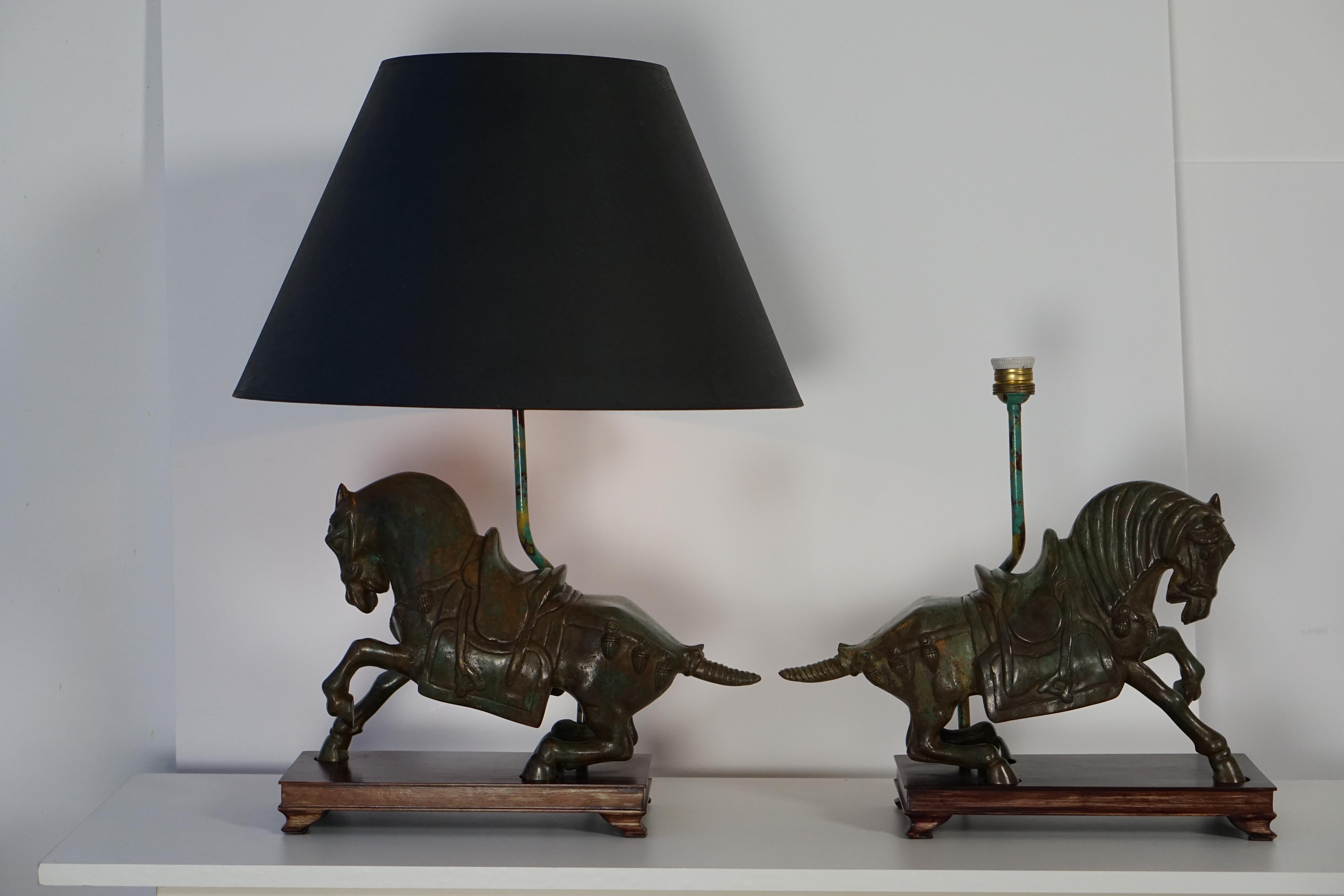 Two Bronze Horses Mounted as Lamps 5