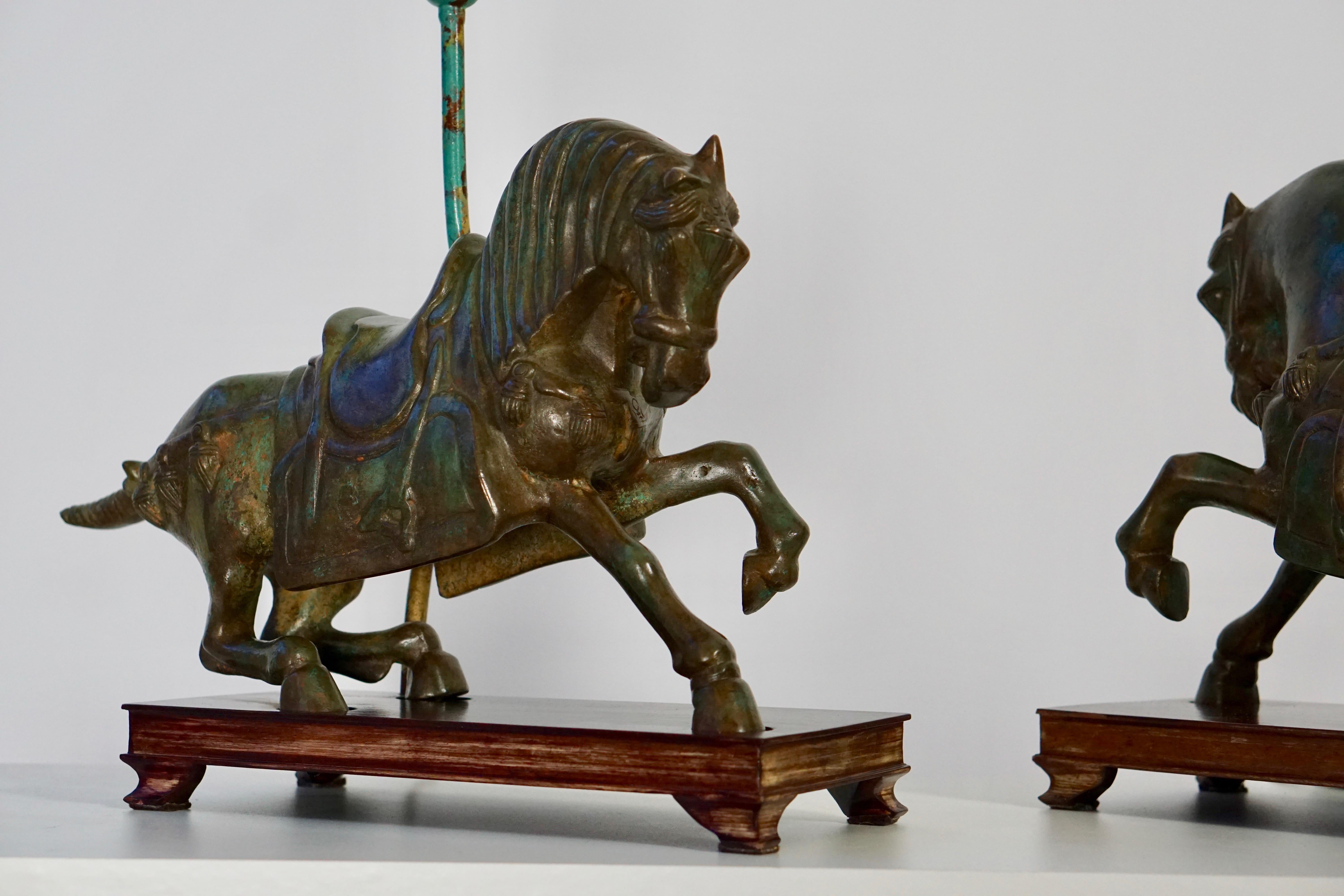Two Bronze Horses Mounted as Lamps 11