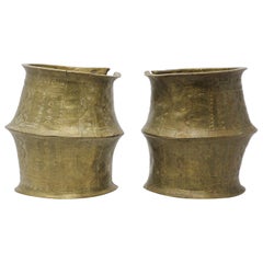 Due cavigliere tribali in bronzo Konga Leg Band
