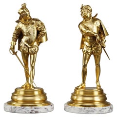 Antique Two bronze sculptures by Auguste Louis Lalouette "Les Duellistes"