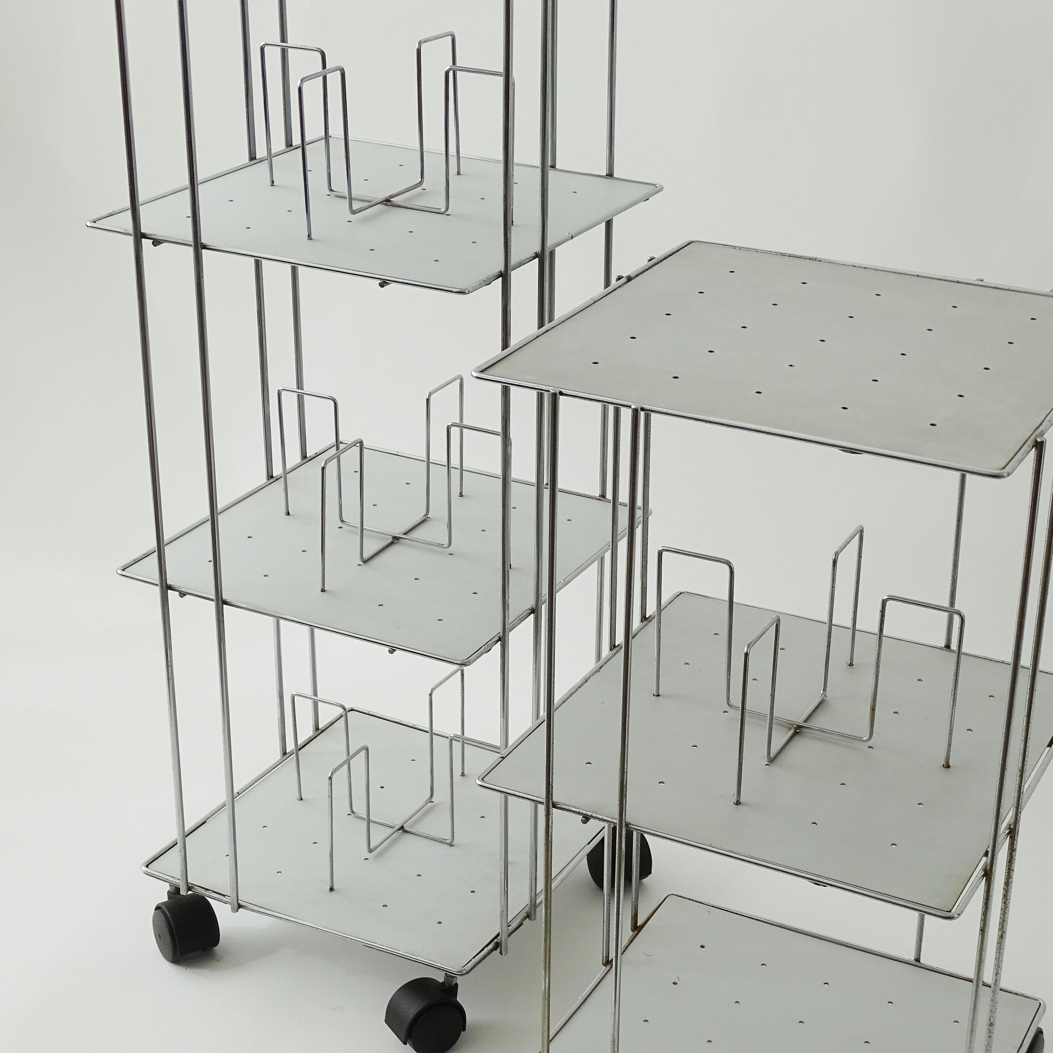 Late 20th Century Two Bruno Munari 'Vademecum' bookcase carts for Robots, Italy 1974 For Sale