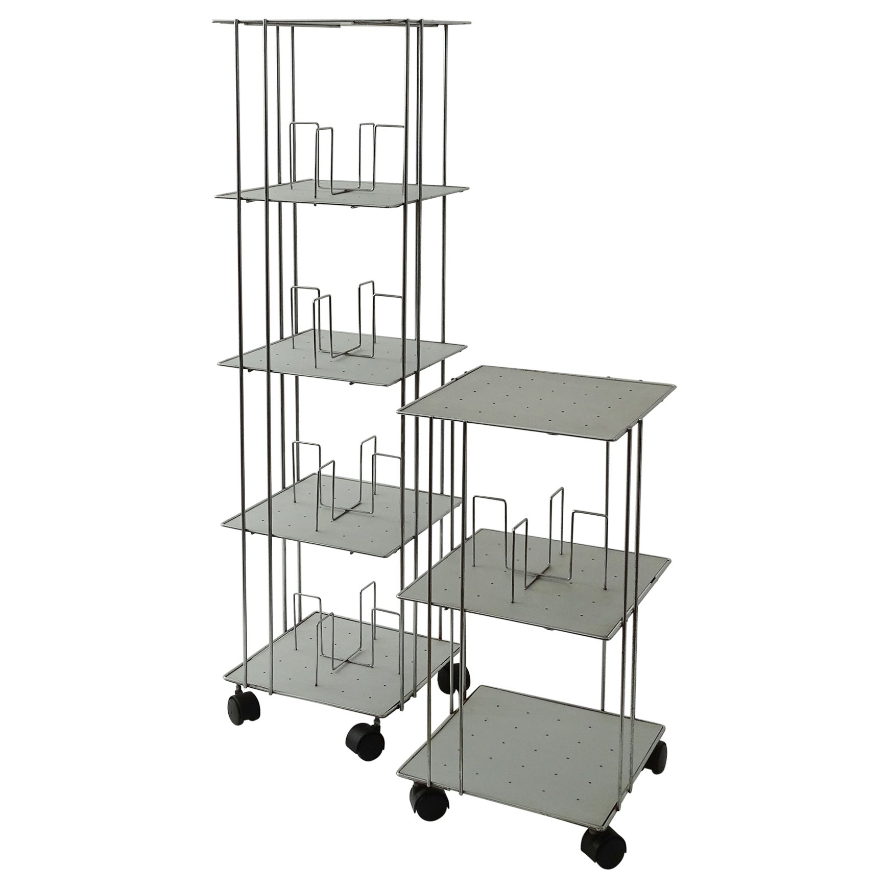 Two Bruno Munari 'Vademecum' bookcase carts for Robots, Italy 1974 For Sale