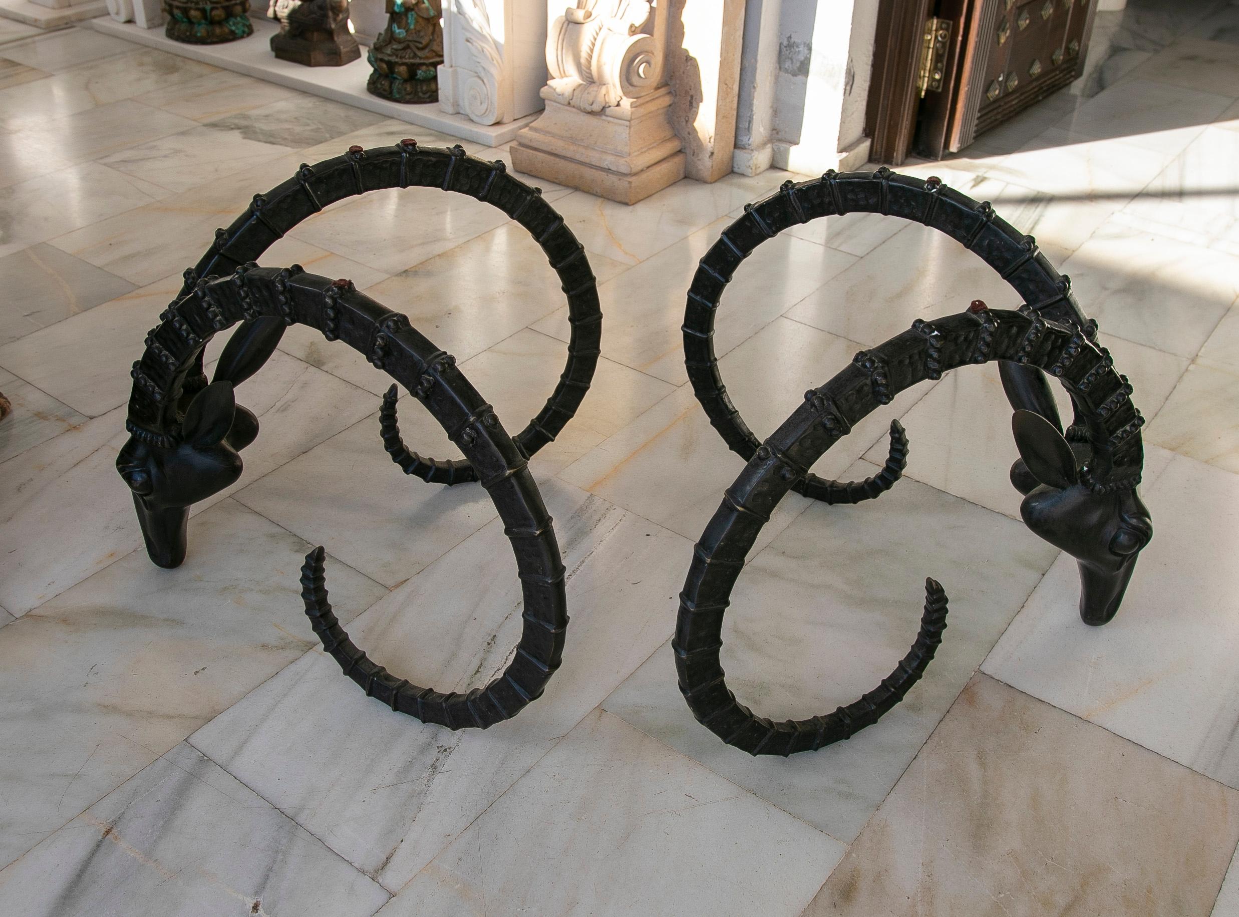 Two Bucranes table bases by Alain Chervet, France, 1970.