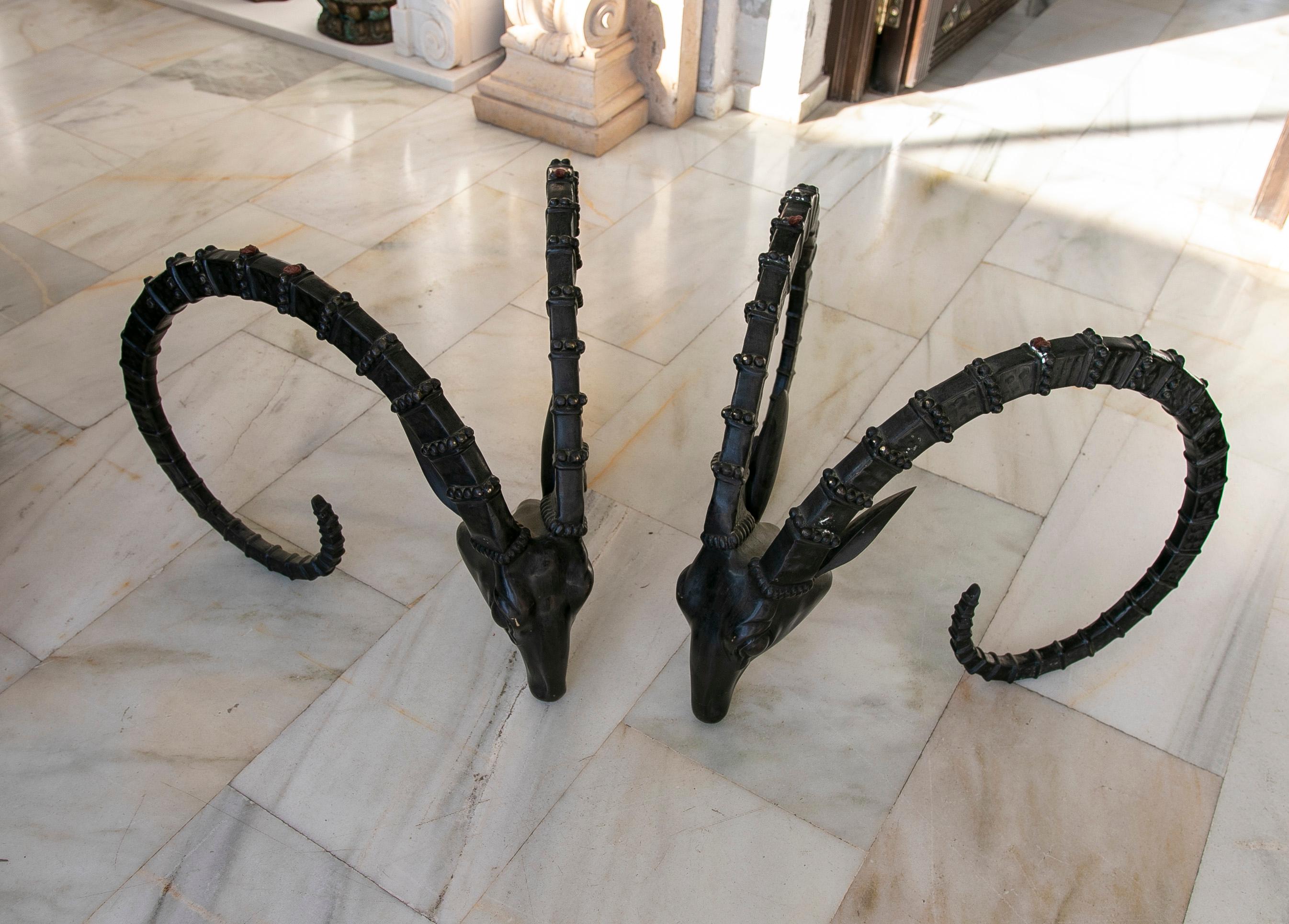 Two Bucranes bronze Table Bases France, 1970 In Good Condition For Sale In Marbella, ES