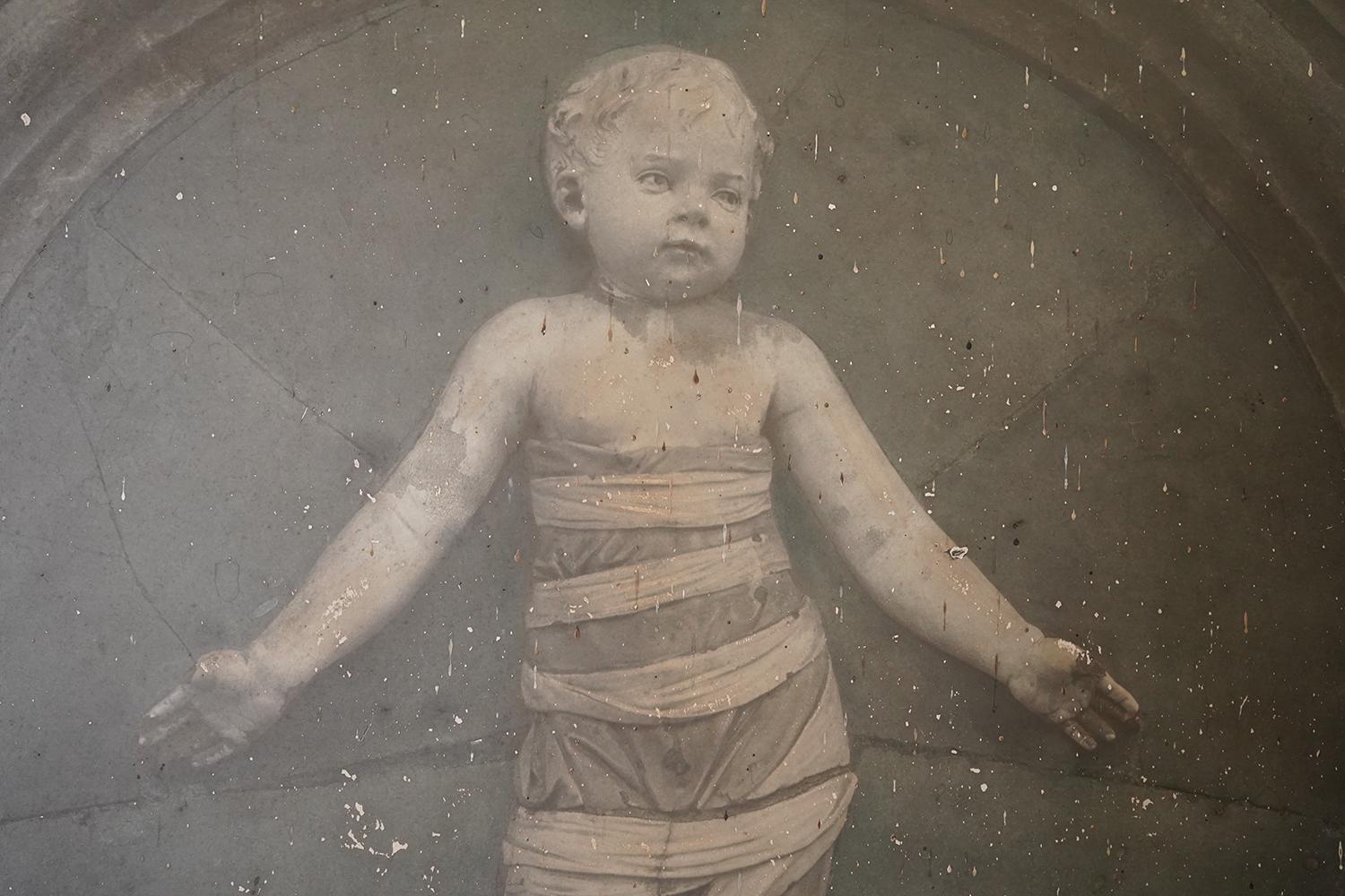 Italian Two C.1900 Gelatin Tondo Prints of Babies in Swaddling Clothes by Della Robbia For Sale