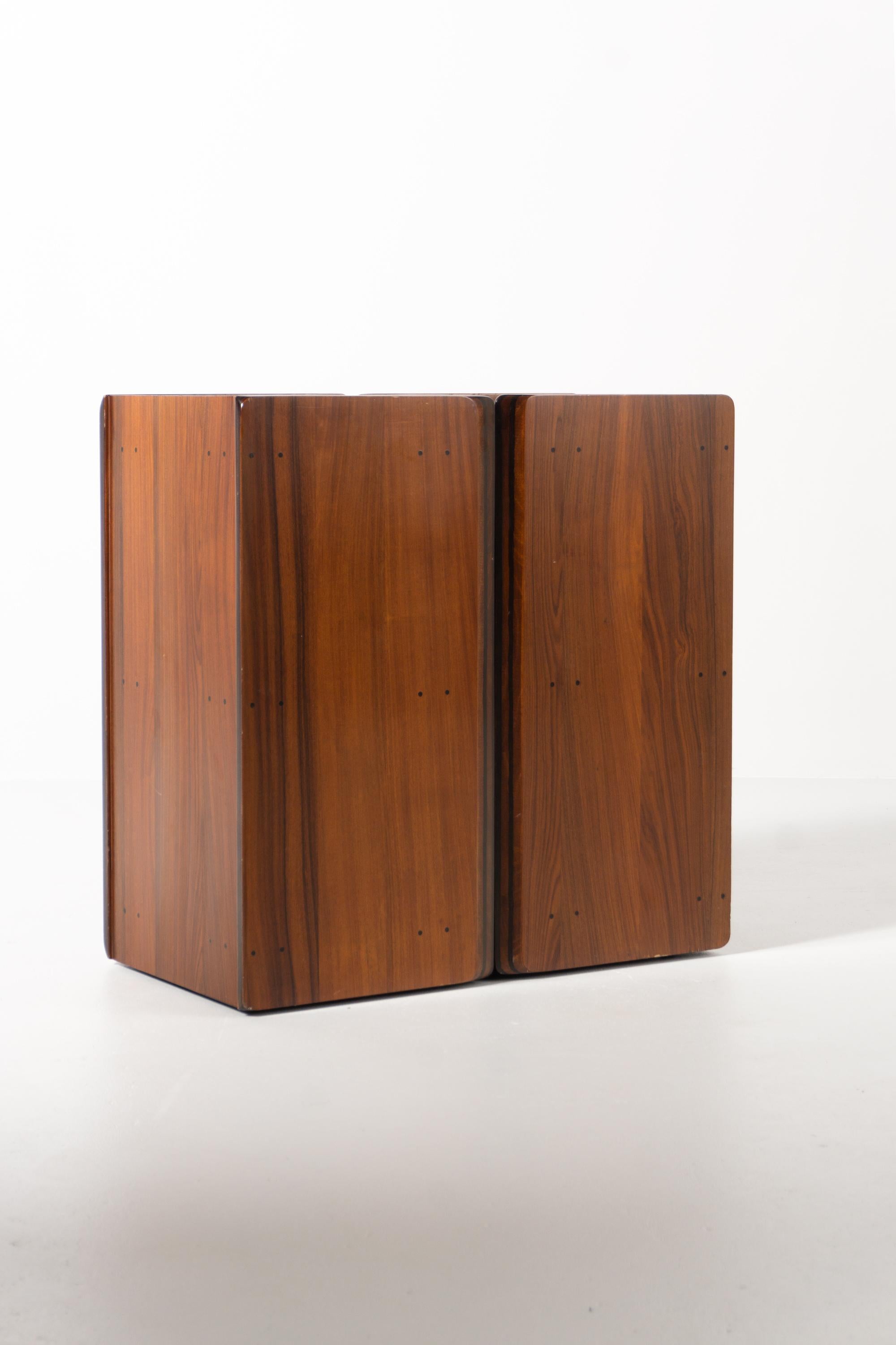 Rosewood Two Cabinets on Rollers, Model 'Artona' by Afra and Tobia Scarpa, 1975 For Sale