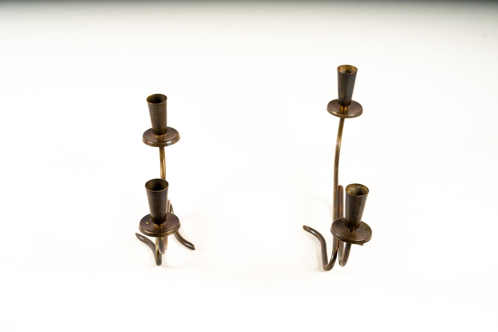 Austrian Two Candle Holders Vienna Around 1950s For Sale