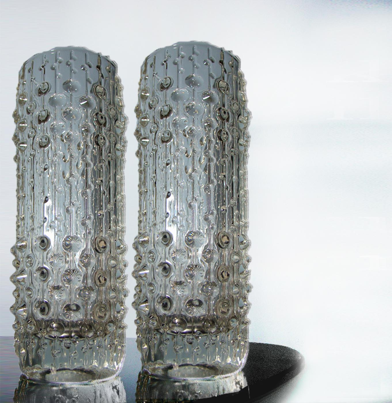 Glass Two Candle Wax Vases for Sklo Union, 1974 For Sale