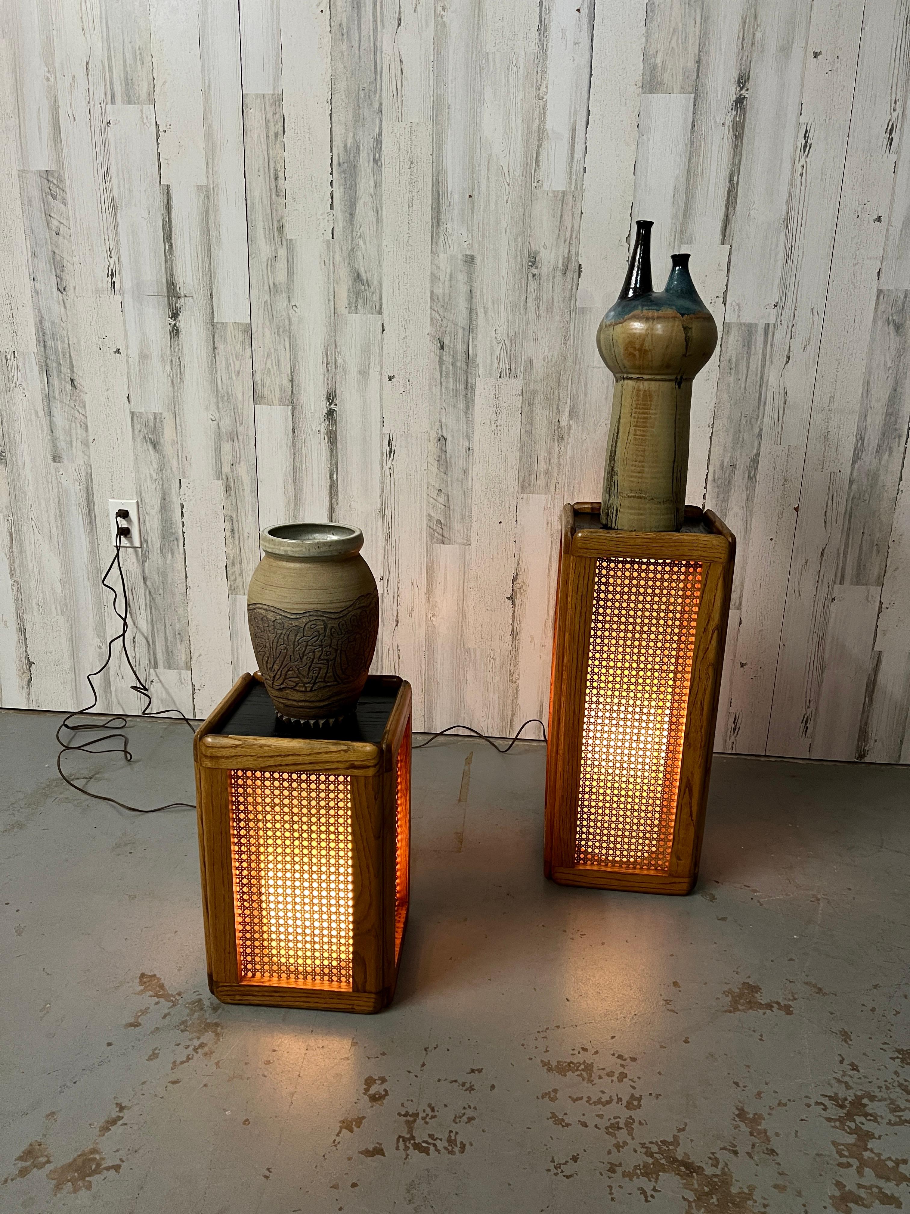 Two Cane and Oak Lamps by Modeline  13