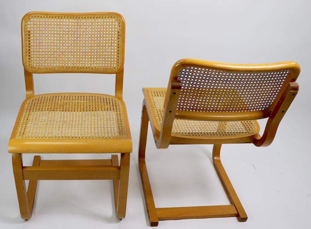 20th Century Two Cantilever Cane and Bentwood Dining Chairs after Alto and Breuer