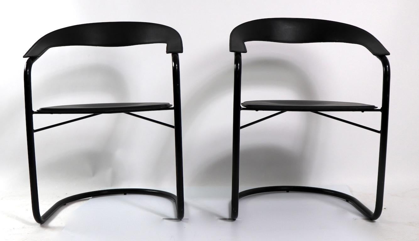 Steel Two Cantilever Chairs Made in Italy Attributed to Arrben