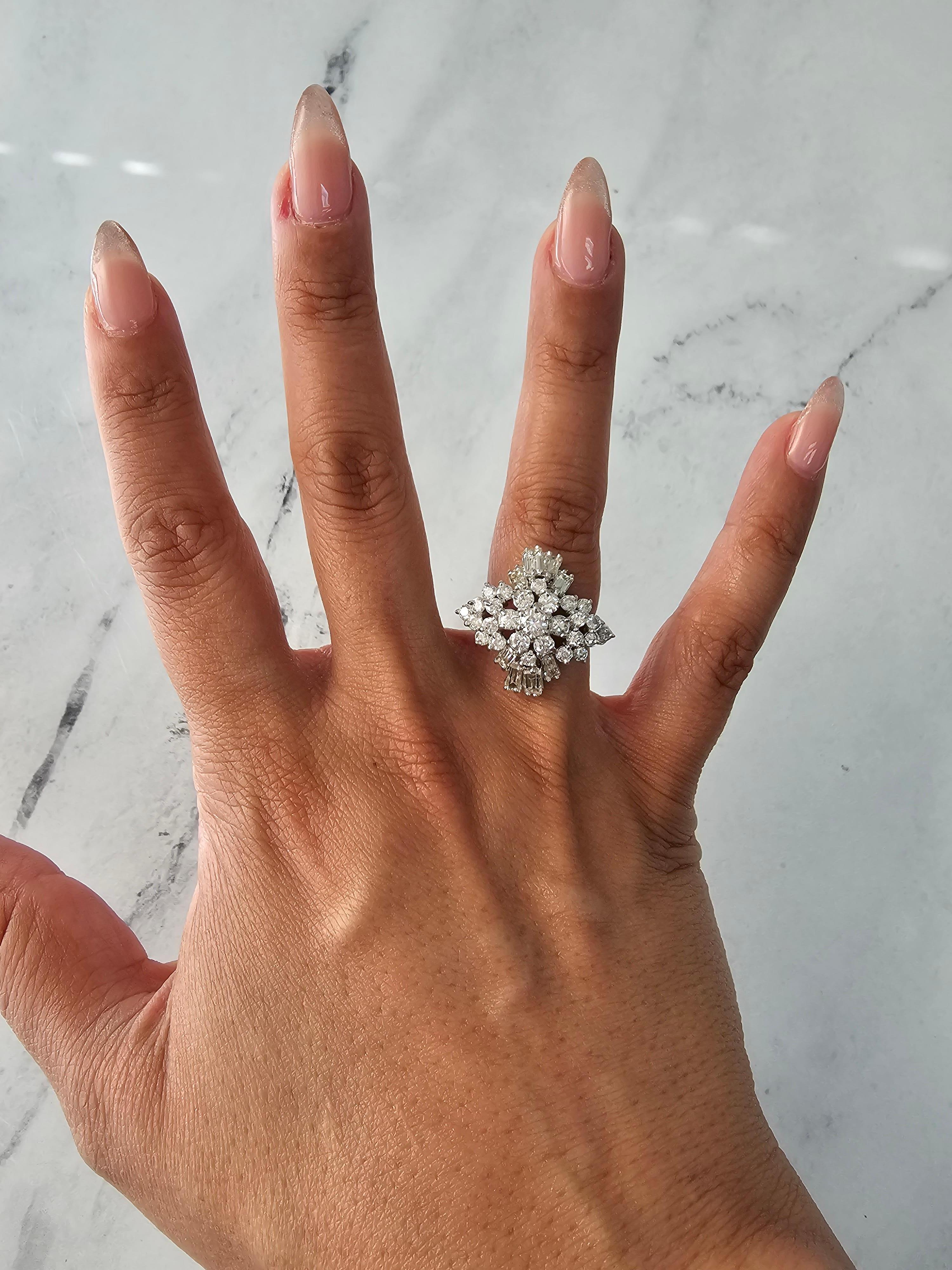 Zwei Karat Baguette-Diamant-Cocktailring 14k Weißgold (Baguetteschliff) im Angebot