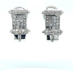 Two Carat Diamond Cluster 14 Karat White Gold Column Earrings