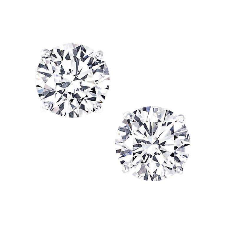 Two Carat Each NEW Diamond Ear Studs Triple Excellent GIA H VS in Platinum
