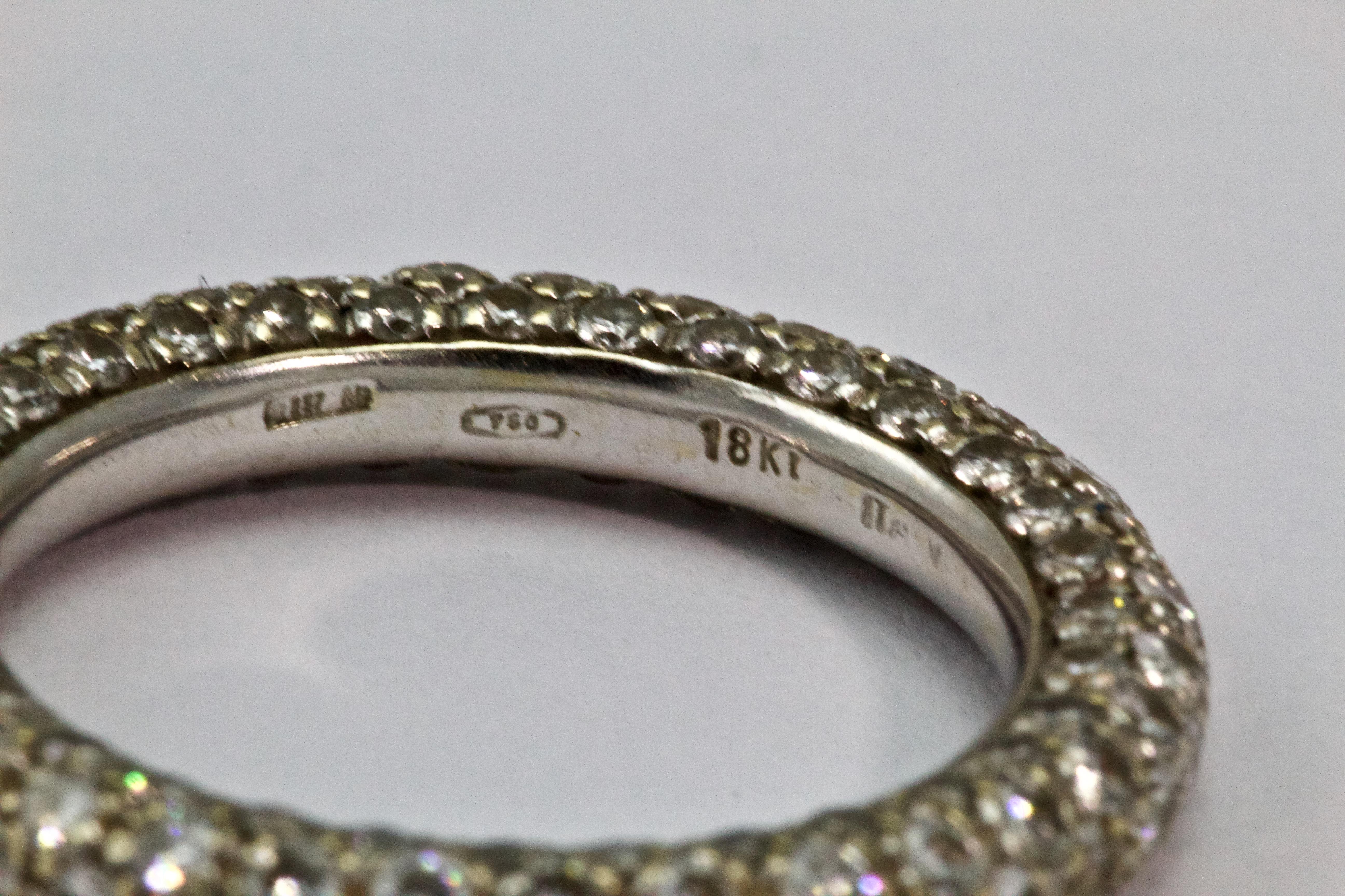 Two Carat Round Brilliant Cut Five-Row Diamond Eternity Band In Excellent Condition In Chipping Campden, GB