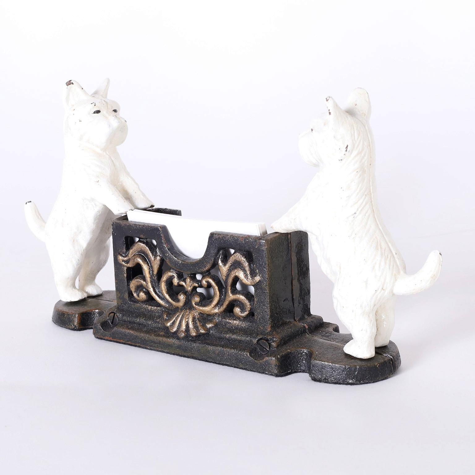 Victorian Card Holder with Westie Dogs For Sale