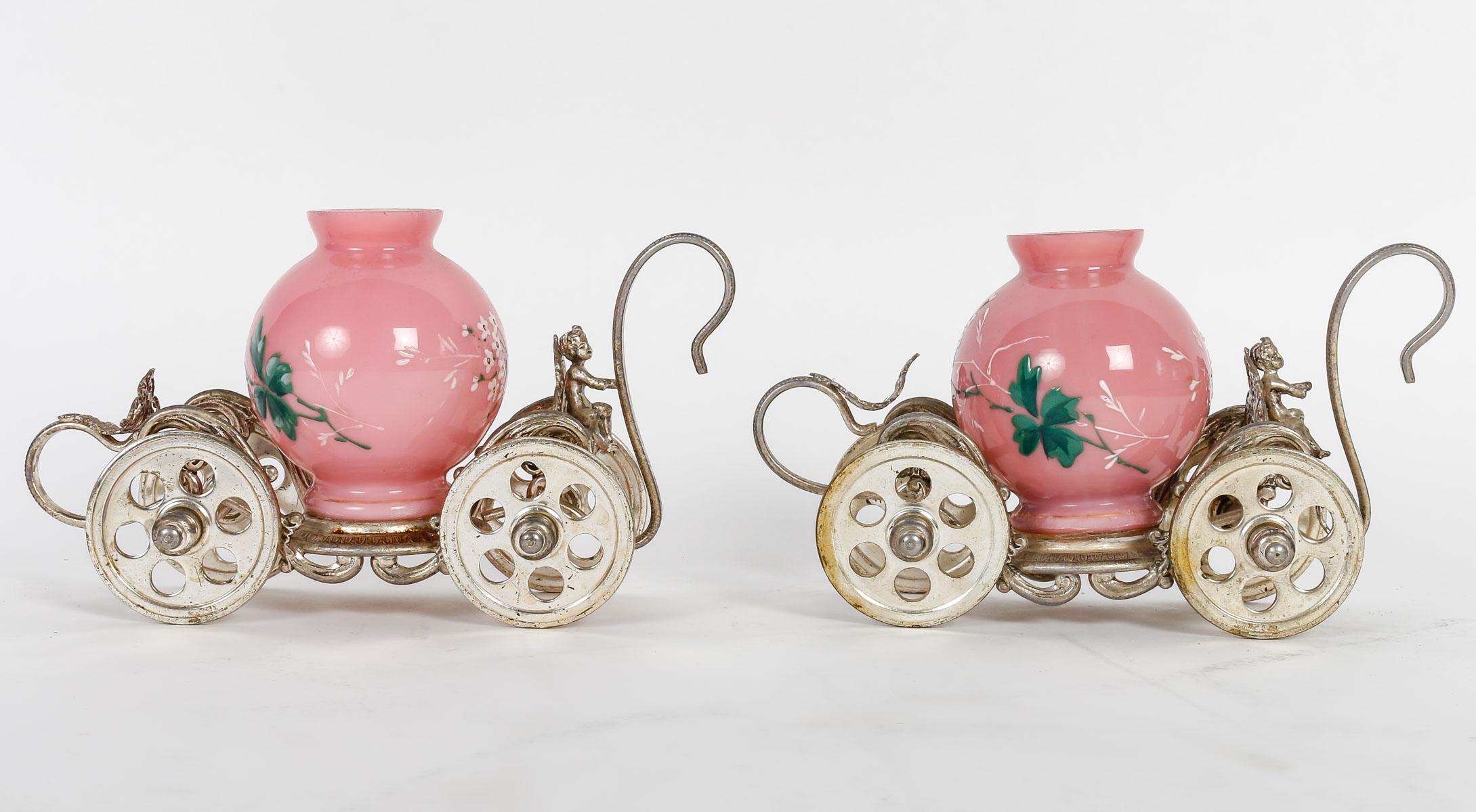 Two Carriages for Bouquets of Flowers for Table Decoration, 19th Century. In Good Condition For Sale In Saint-Ouen, FR