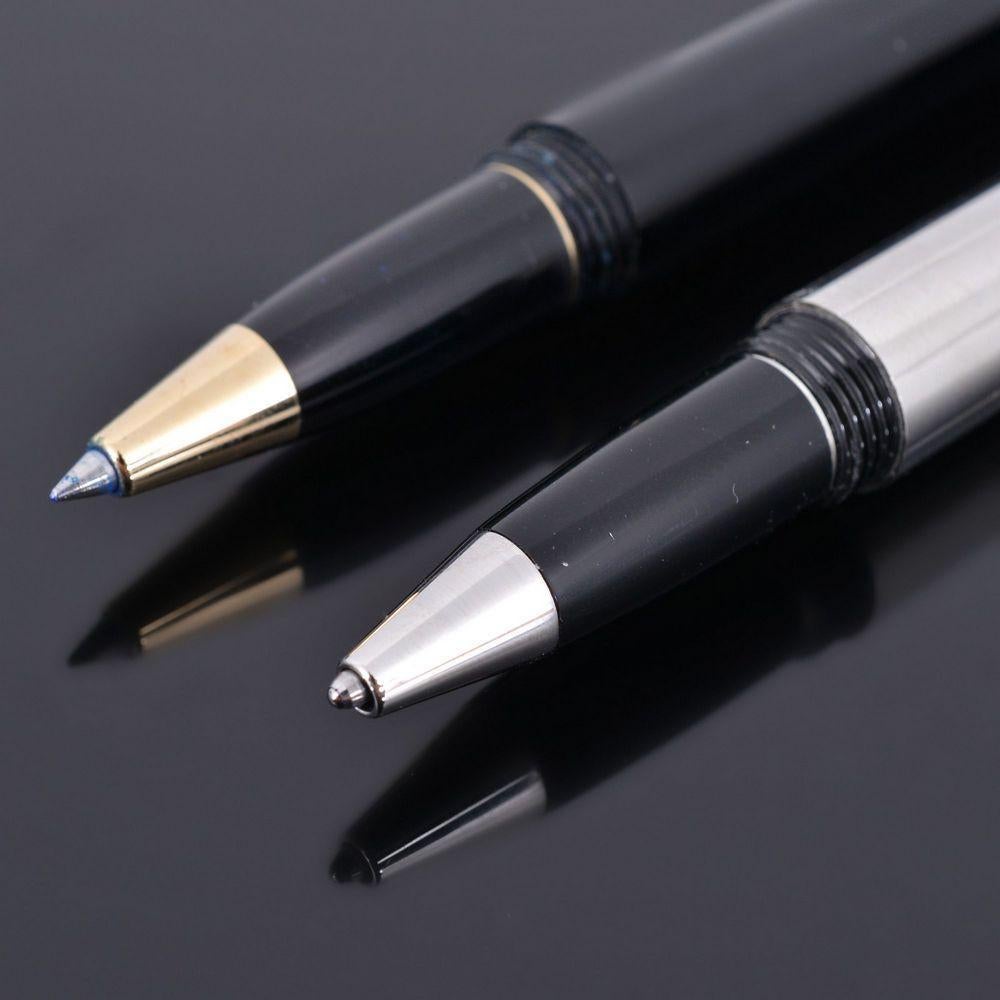 Contemporary Two Cartier France Ballpoint Blue Ink Pens and Cartier 3.75 Inch Stand   For Sale