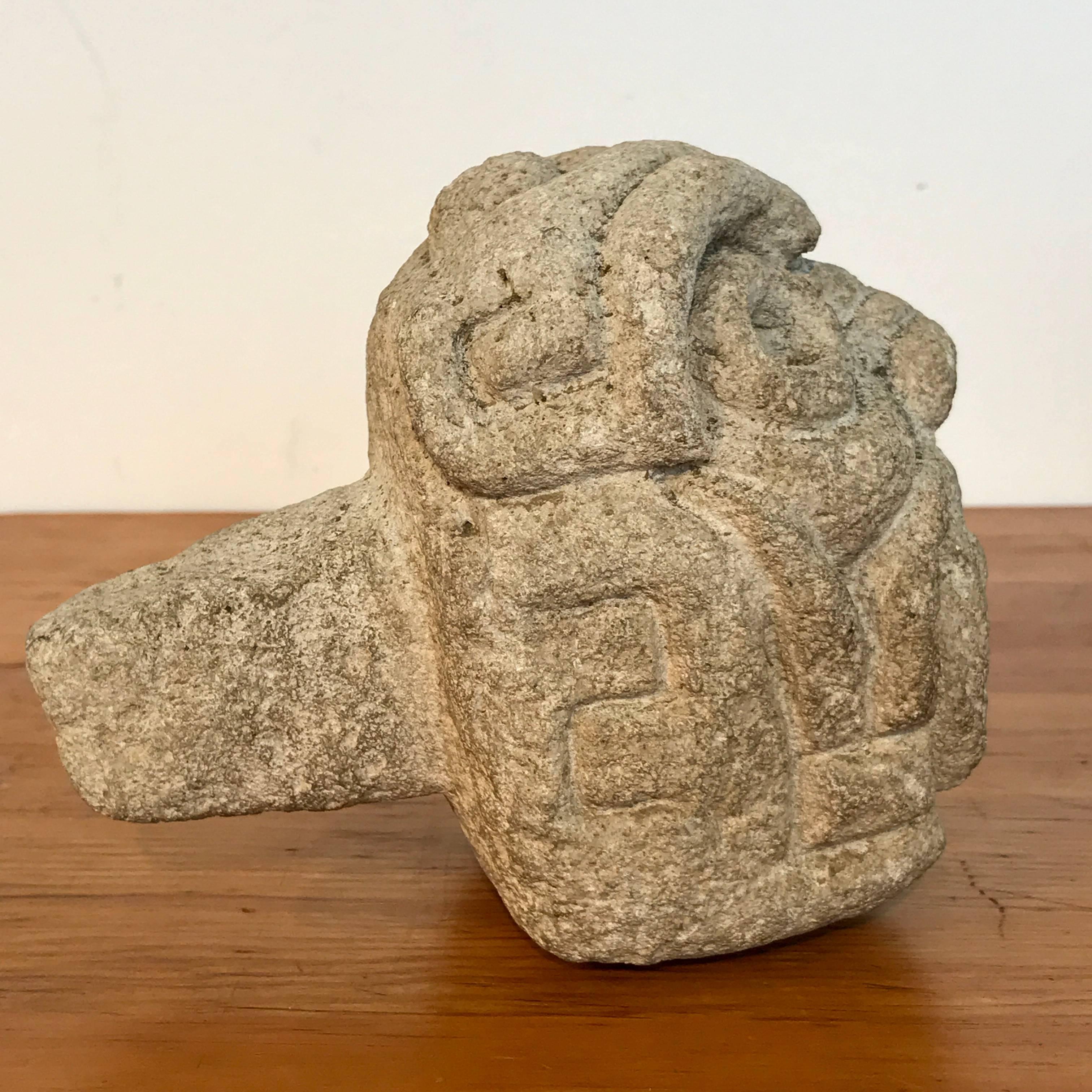 Two Carved Mayan Deity Limestone Architectural Carvings or Elements For Sale 3