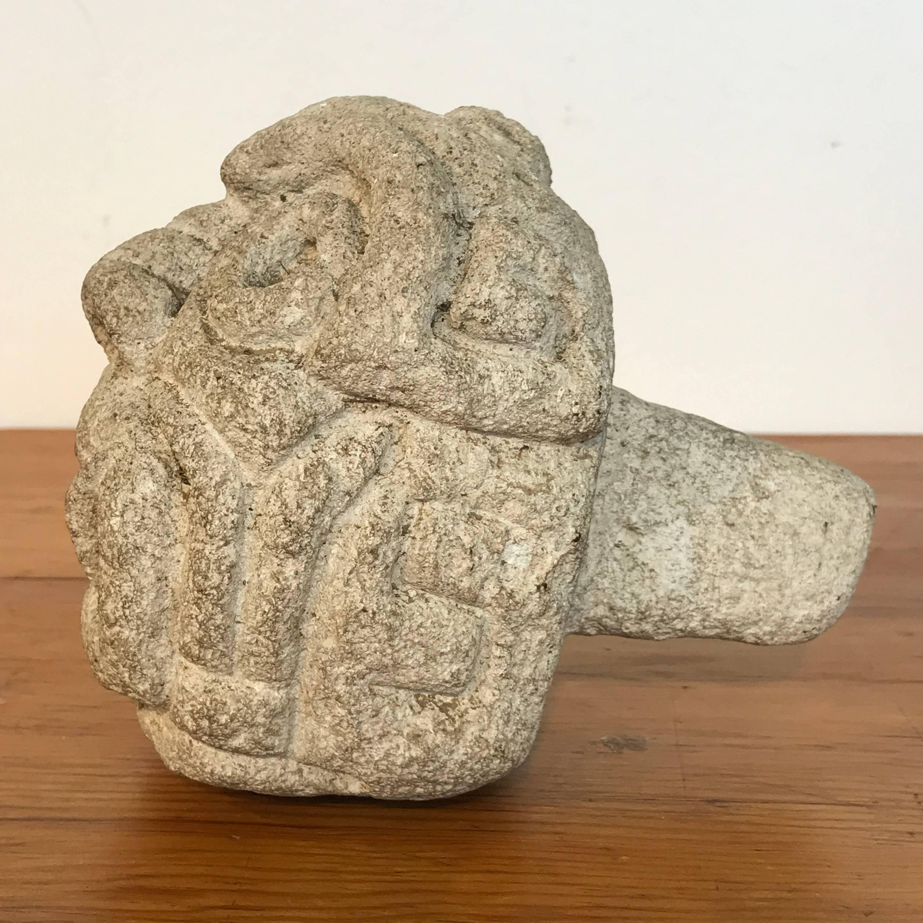 Two Carved Mayan Deity Limestone Architectural Carvings or Elements For Sale 5
