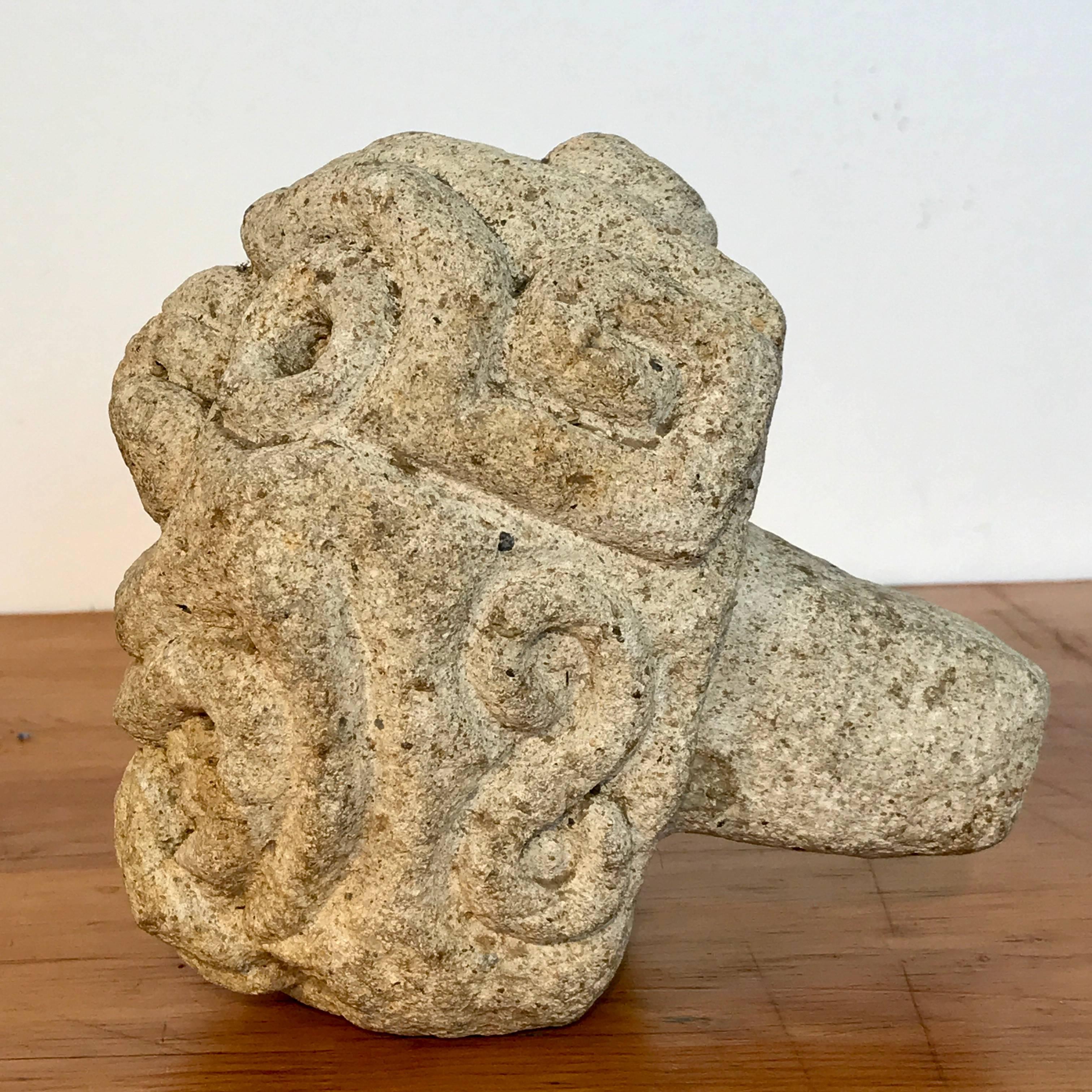 Two Carved Mayan Deity Limestone Architectural Carvings or Elements For Sale 9