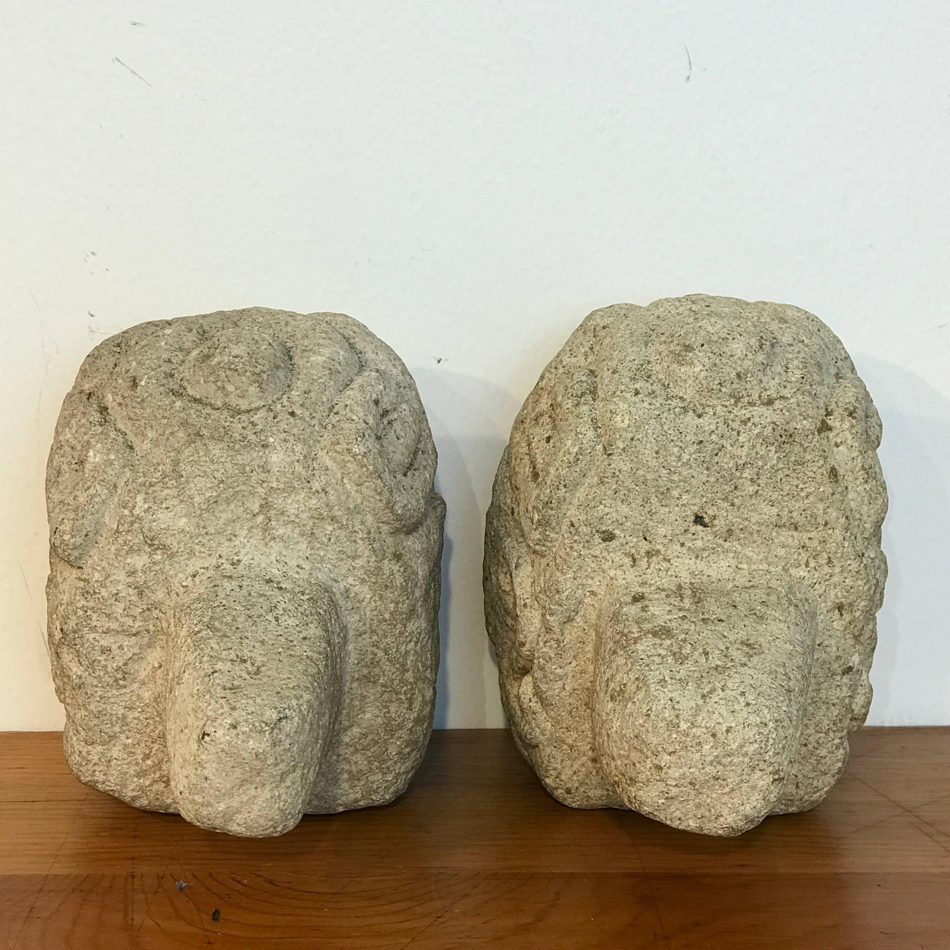 Two Carved Mayan Deity Limestone Architectural Carvings or Elements In Fair Condition For Sale In West Palm Beach, FL