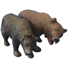 Two Carved Victorian Black Forest Bears