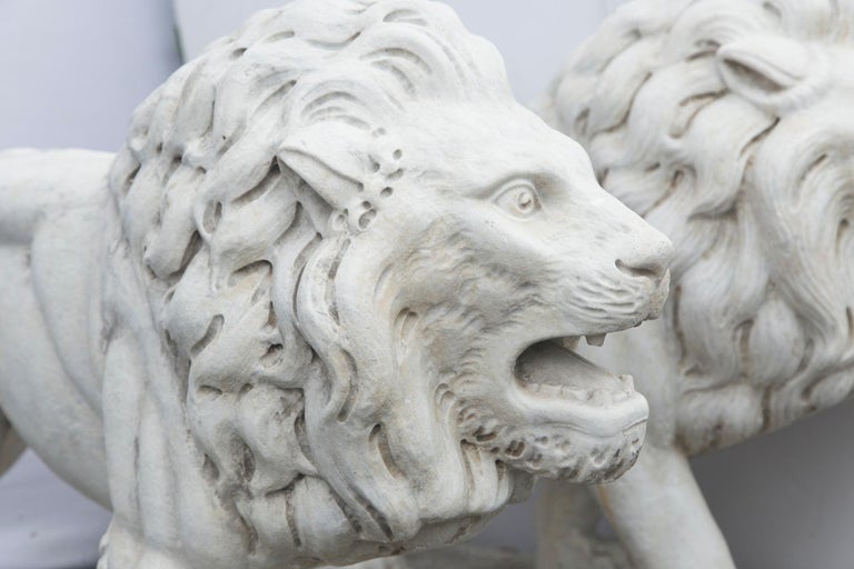 Two Cast Cement or Concrete Walking Lions For Sale at 1stDibs cement