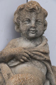 Two Cast Concrete Cherubs