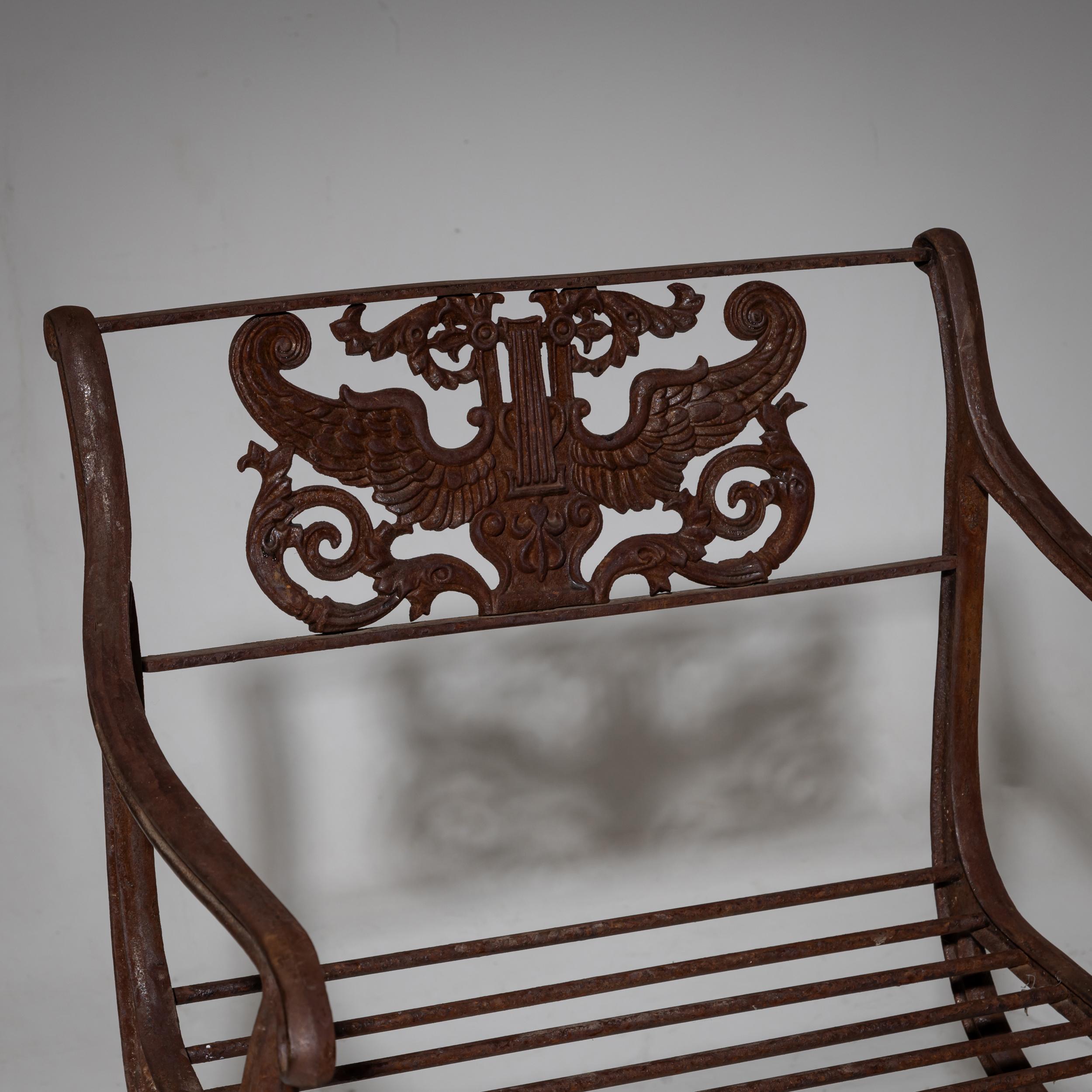 Two Cast Iron Garden Chairs After Karl F. Schinkel, Lauchhammer Foundry, 20th C. In Good Condition For Sale In Greding, DE