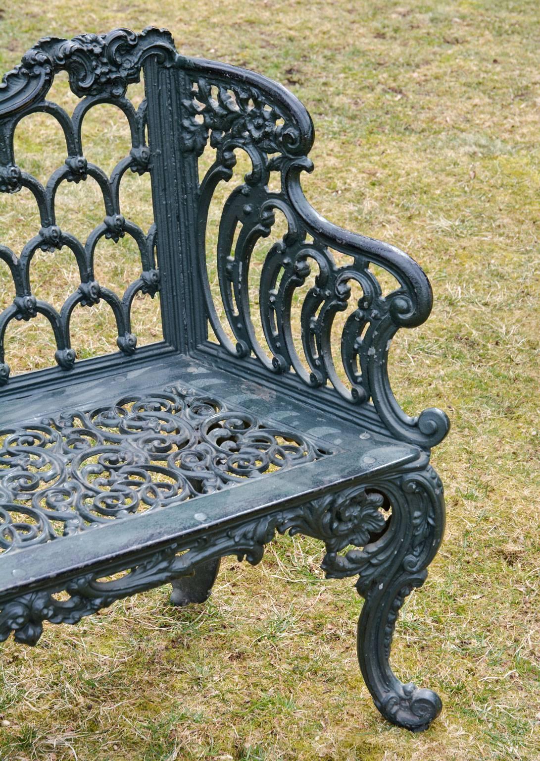 American Two Cast Iron Gothic Benches
