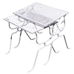 Two Cast Iron Outdoor Vintage Nesting Tables
