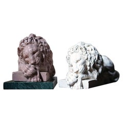 Vintage Two Cast Plaster Models of Lions, after Antonio Canova
