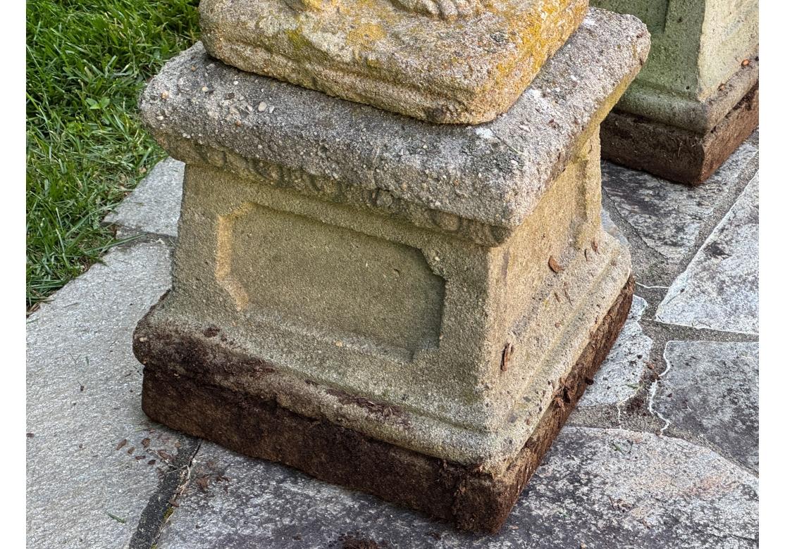 Due cherubini in pietra fusa su plinti dai giardini botanici del Bronx in vendita 11