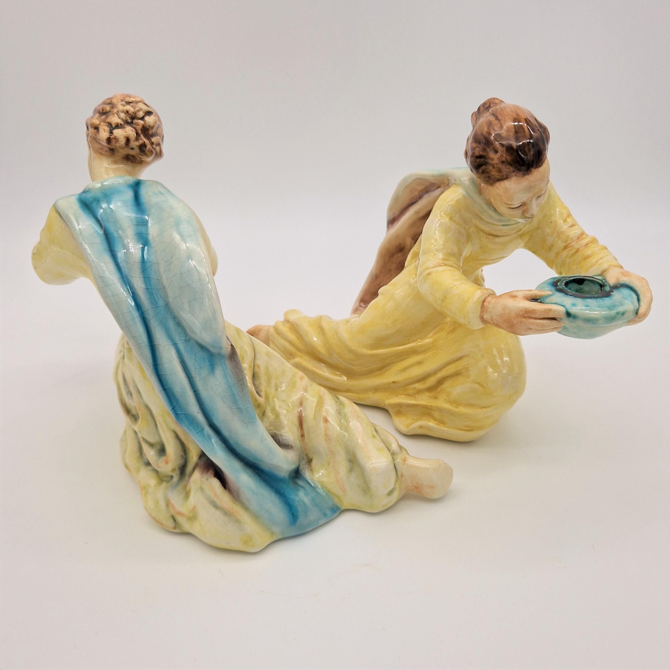 Zwei Kerzenständer aus Keramik aus der Karlsruher Majolika von E. Roser. 1950 - 1955 im Angebot 9