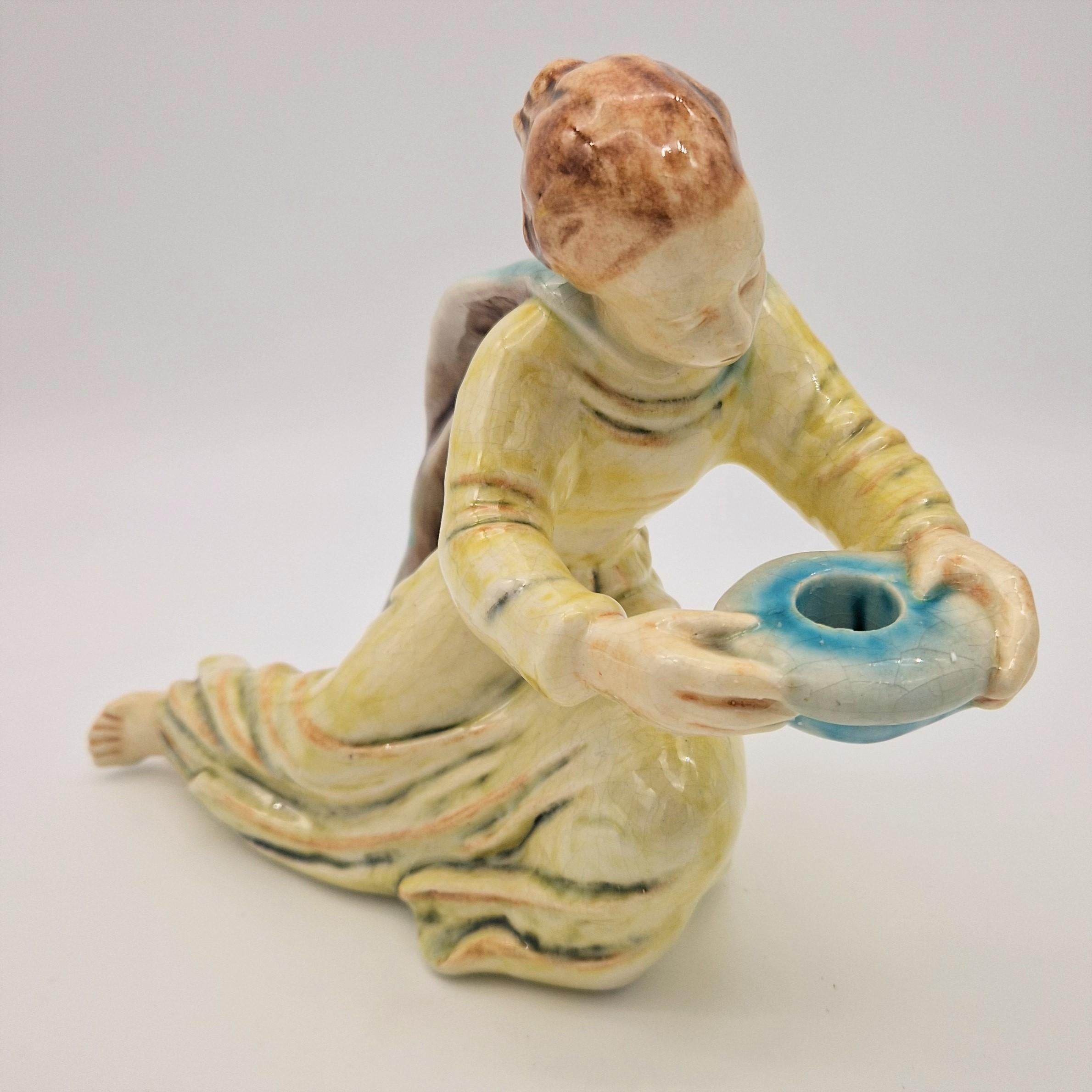 Mid-Century moderno Due candelieri in ceramica della Karlsruhe Majolika di E. Roser. 1950 - 1955 in vendita