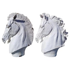 Two Ceramic Horse Heads, Height 70cm, Italy, 20th Century
