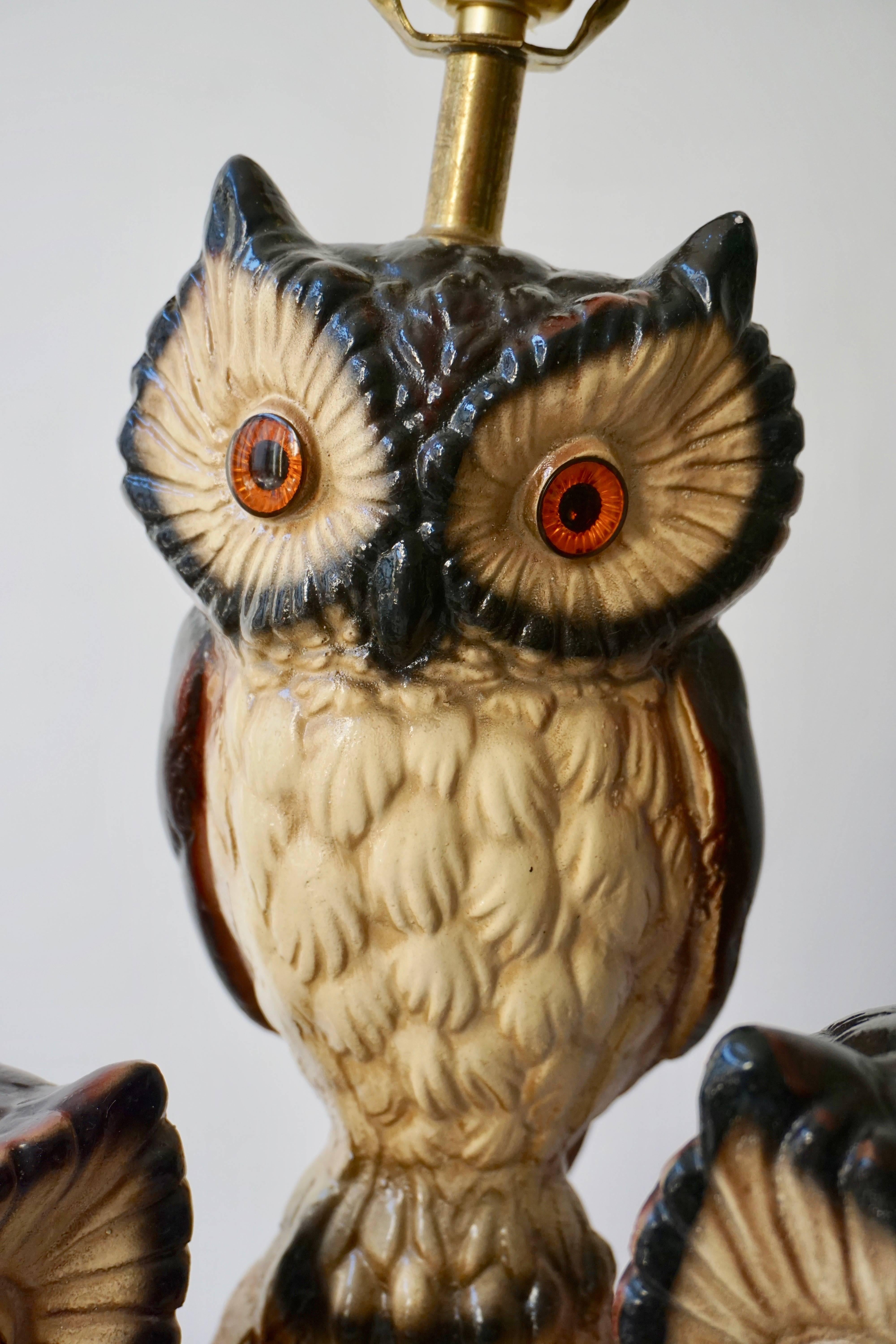 Two Owl Table lamps For Sale 3