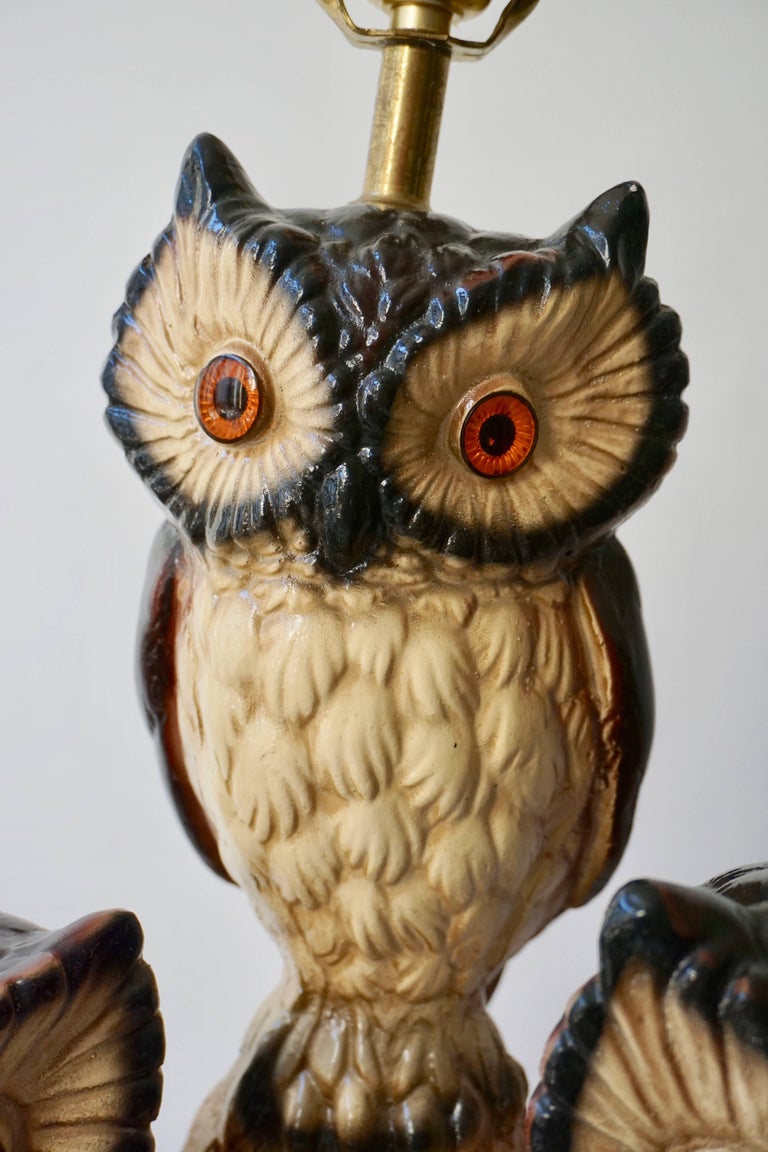 Two Ceramic Owl Table lamps For Sale at 1stdibs