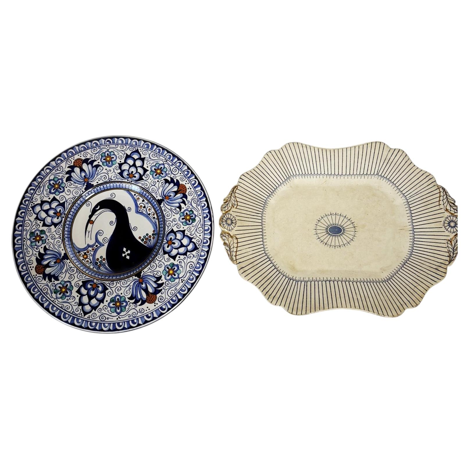 Two ceramic plates, 20th century, France