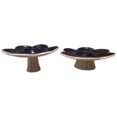 Two Ceramic Plates by French Artist Jeannine Nathan