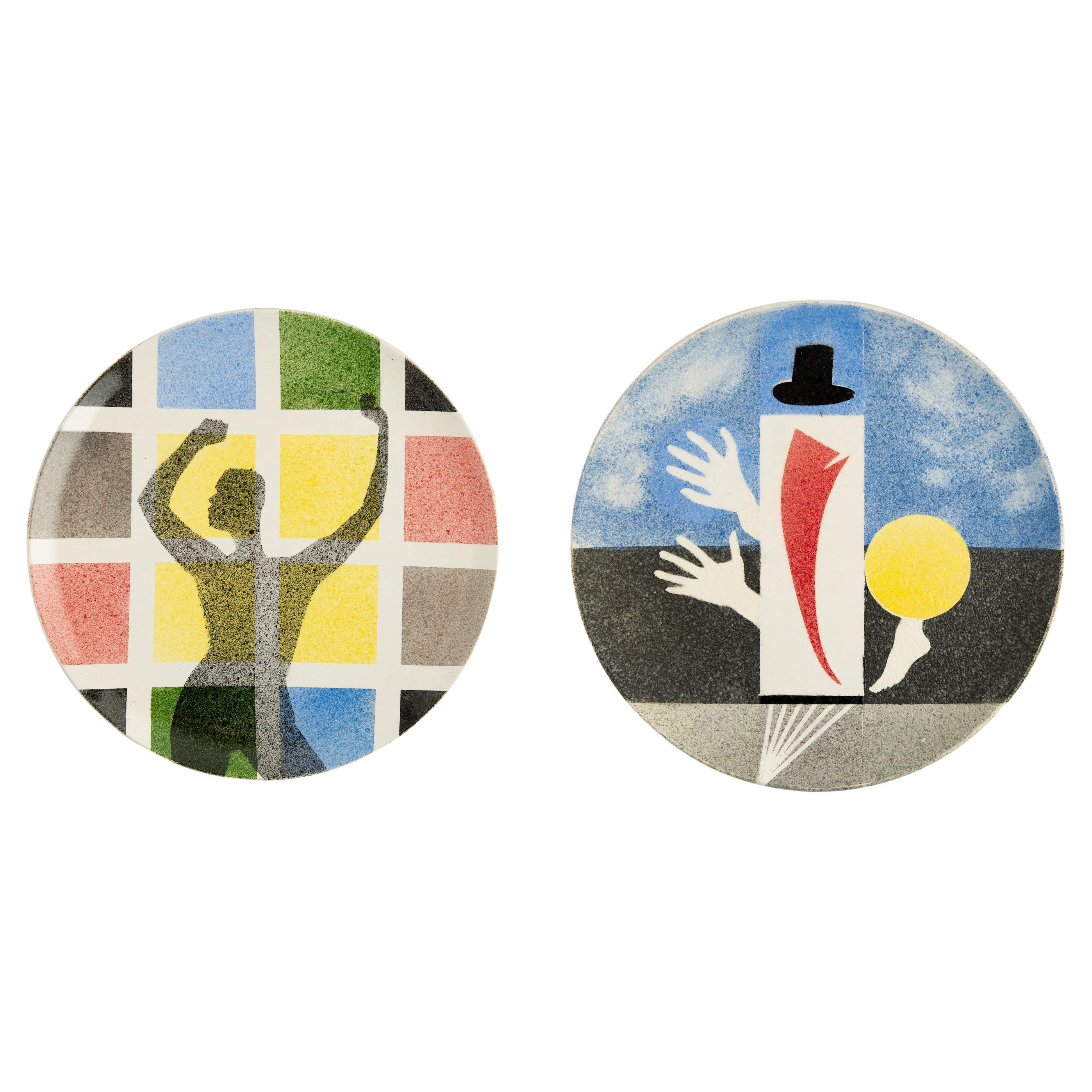 Two Ceramic Plates Inspired by Futurism For Sale