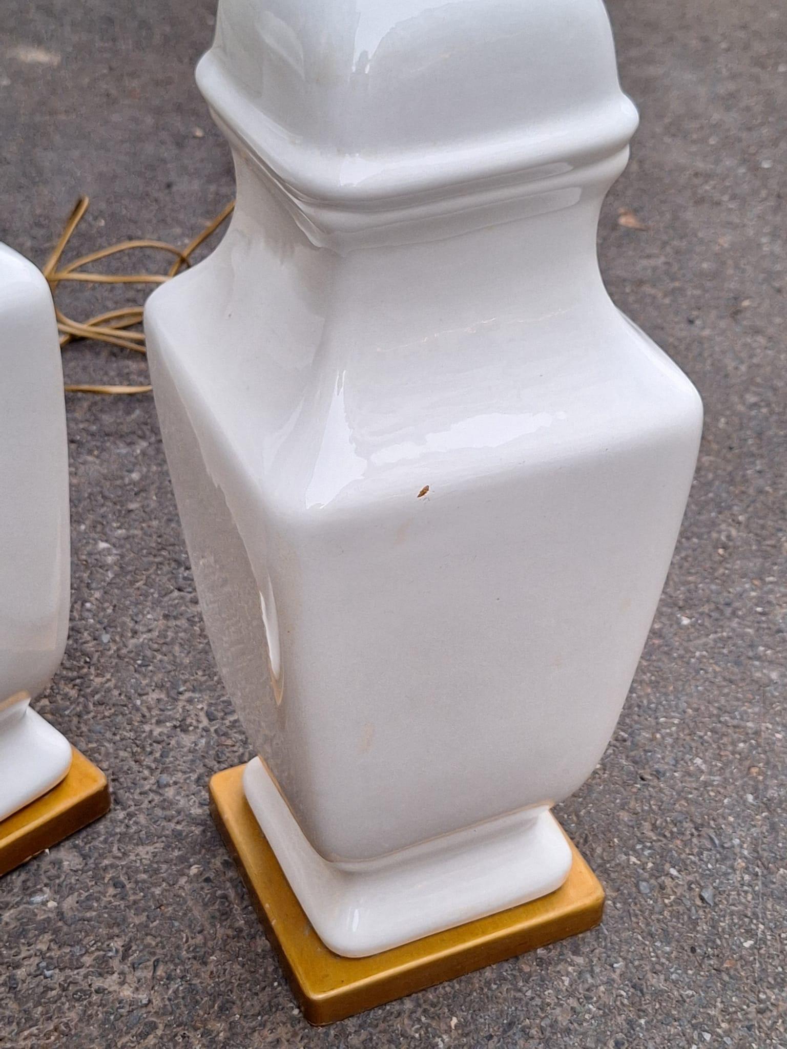 Two White Ceramic Table Lights For Sale 1