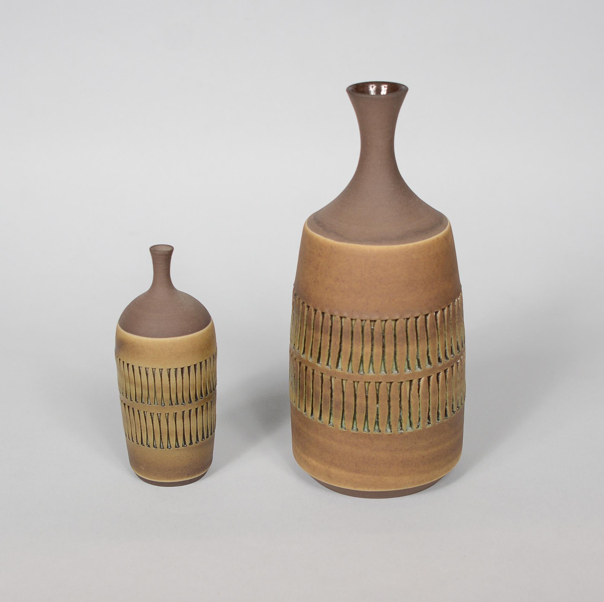 Mid-Century Modern Two Ceramic Vases by Tomas Anagrius Sweden 1960's For Sale