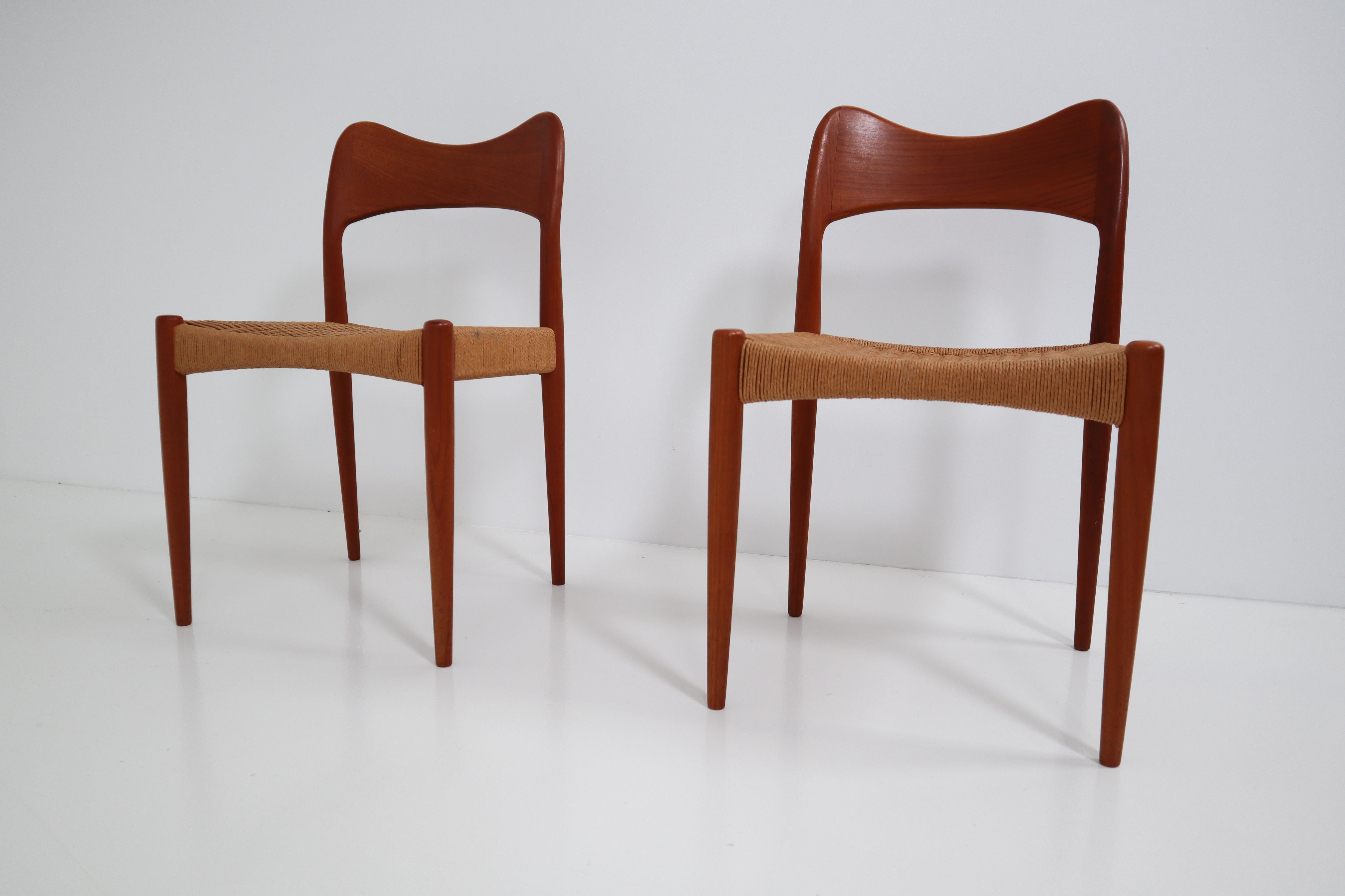 Two Chairs and Table by Niels O. Møller. Produced by J.L Møllers Møbelfabrik 1