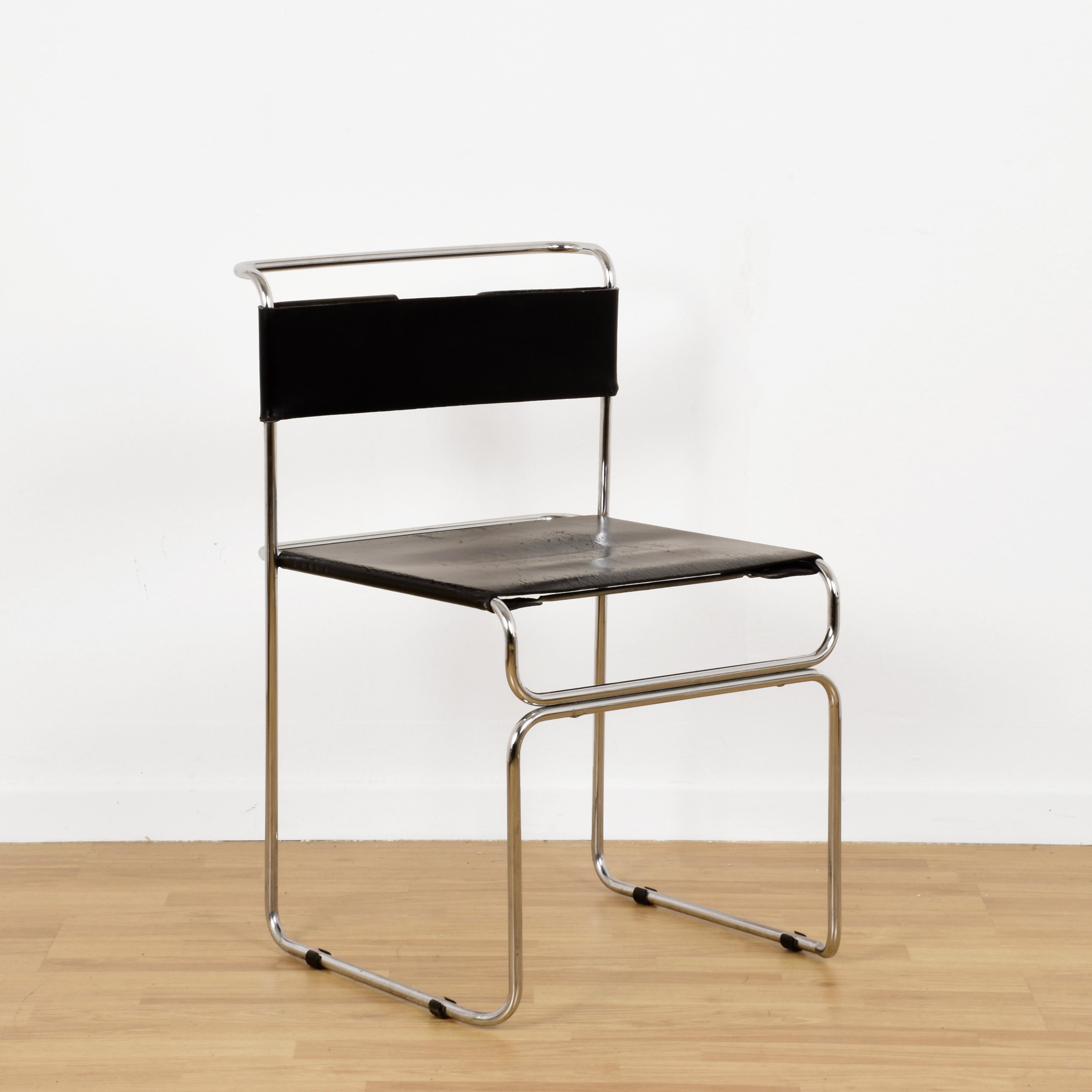 Zwei Stühle von Giovanni Carini für Planula aus Stahl und Leder, Italien, 1970er Jahre (20. Jahrhundert) im Angebot