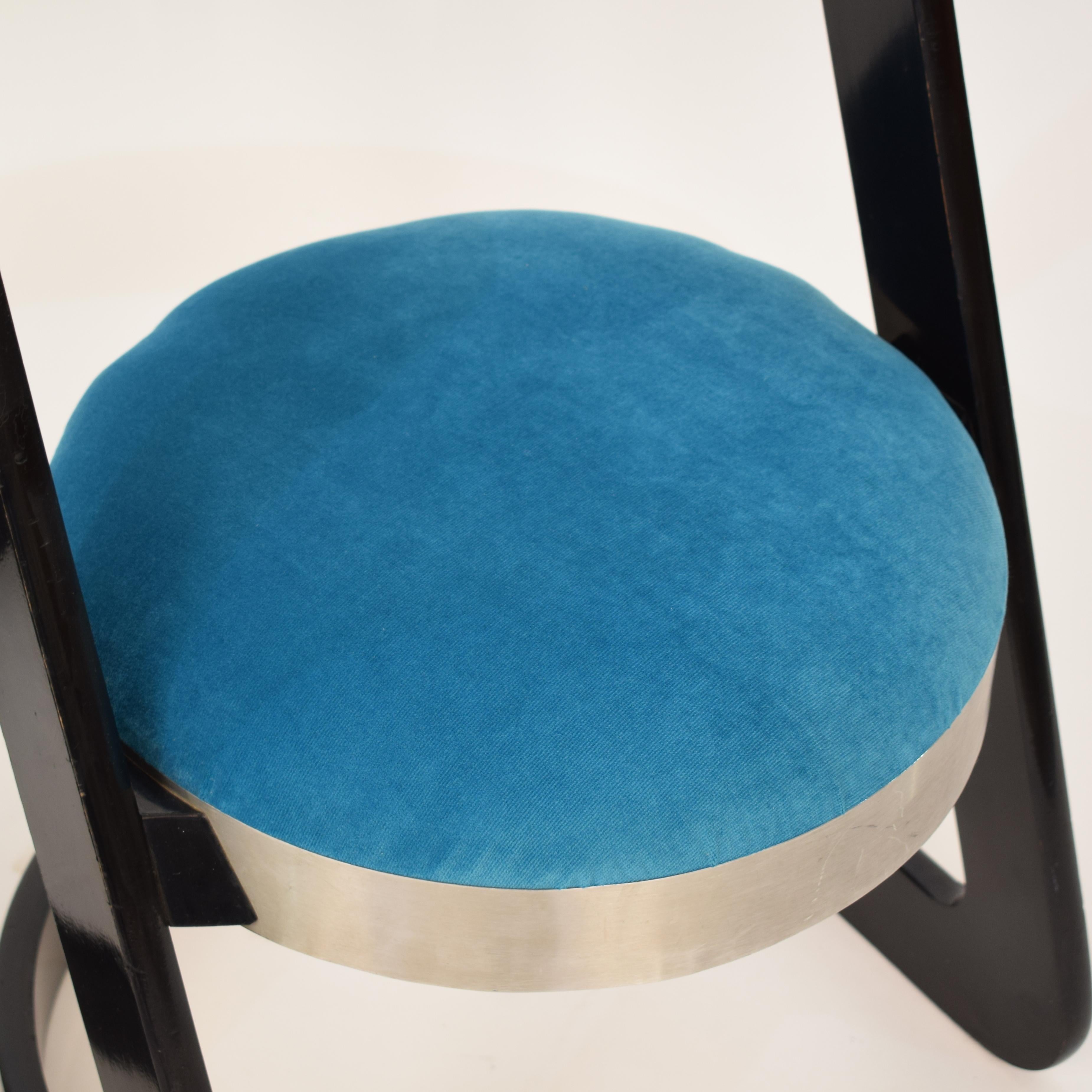 Two Chairs by Willy Rizzo Black Lacquered Wood and Velvet Seat for Mario Sabot 9