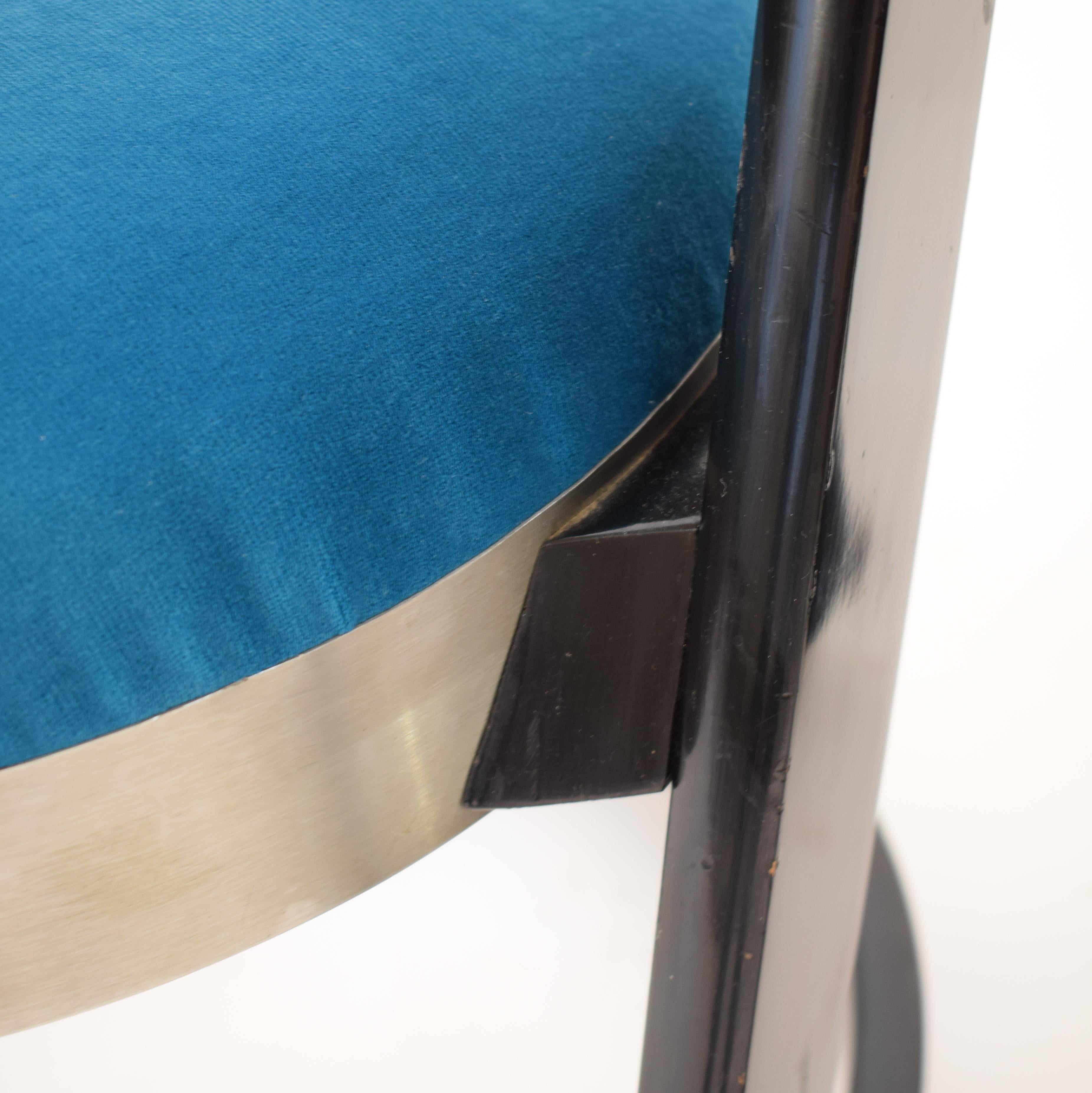 Beech Two Chairs by Willy Rizzo Black Lacquered Wood and Velvet Seat for Mario Sabot